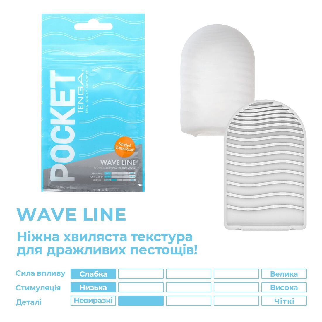 Мастурбатор TENGA Pocket Wave Line - Зображення 3