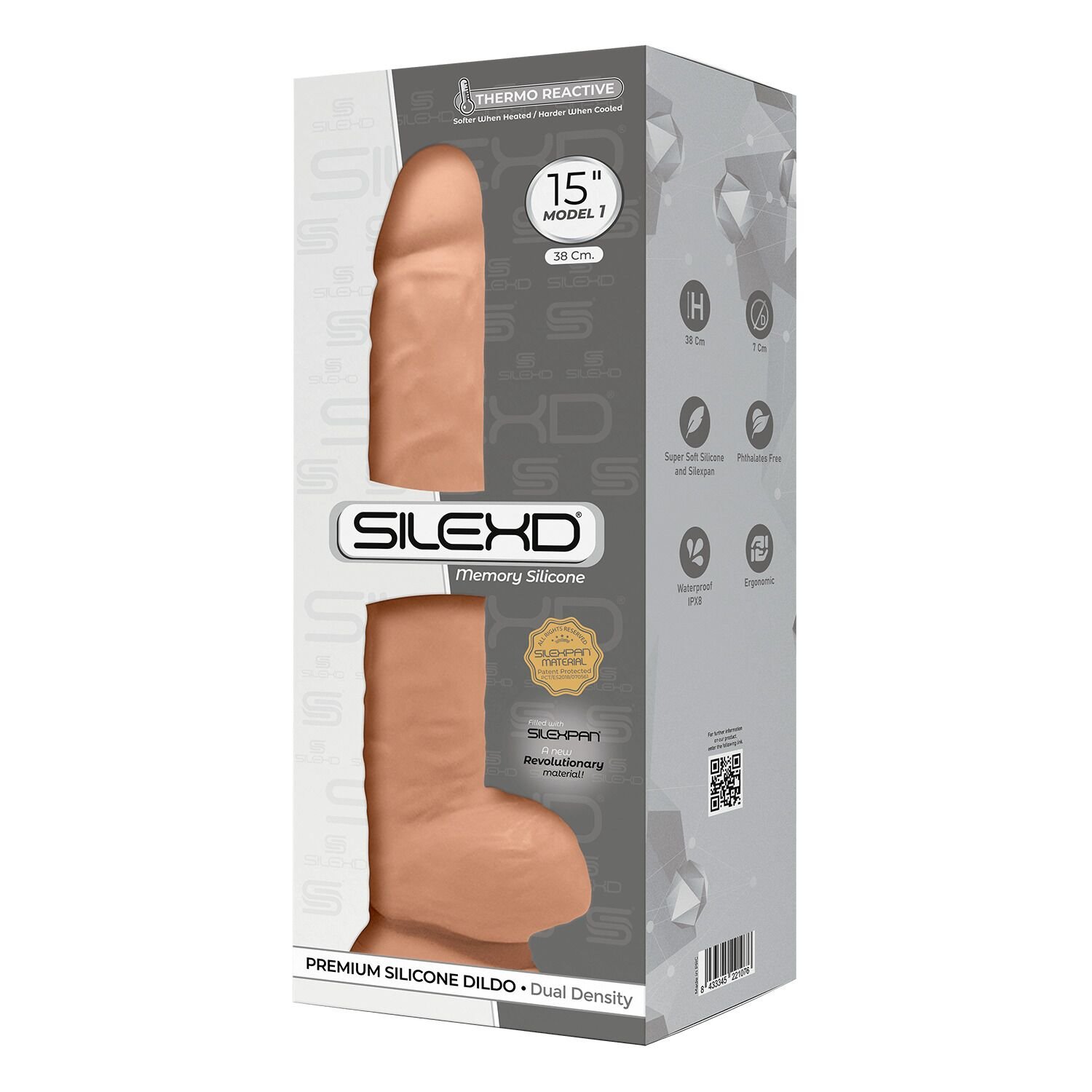 Фалоімітатор SilexD Kingston Flesh (MODEL 15in), двошаровий, силікон+Silexpan, діаметр 7 см - Зображення 3