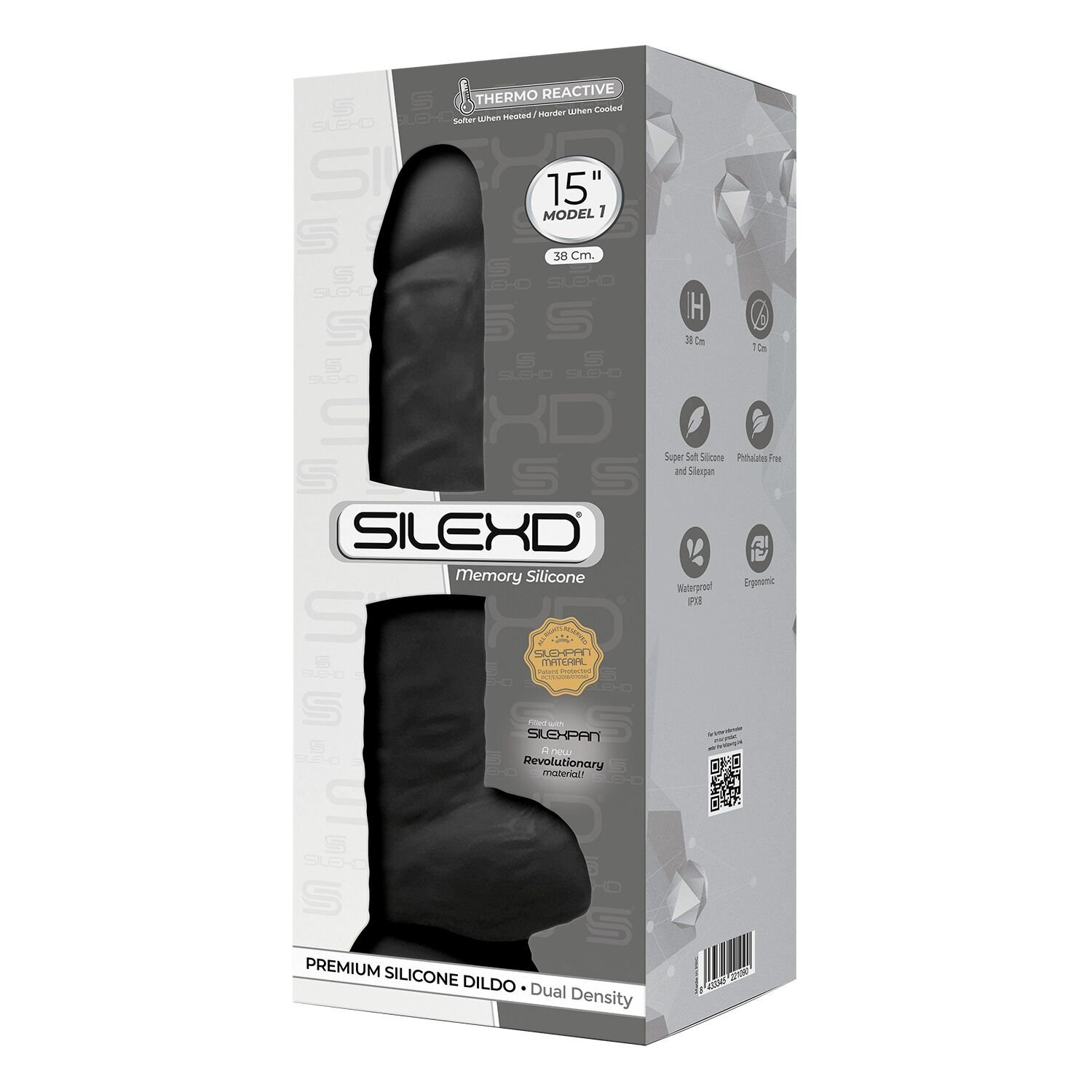 Фалоімітатор SilexD Kingston Black (MODEL 15in), двошаровий, силікон+Silexpan, діаметр 7 см - Зображення 3