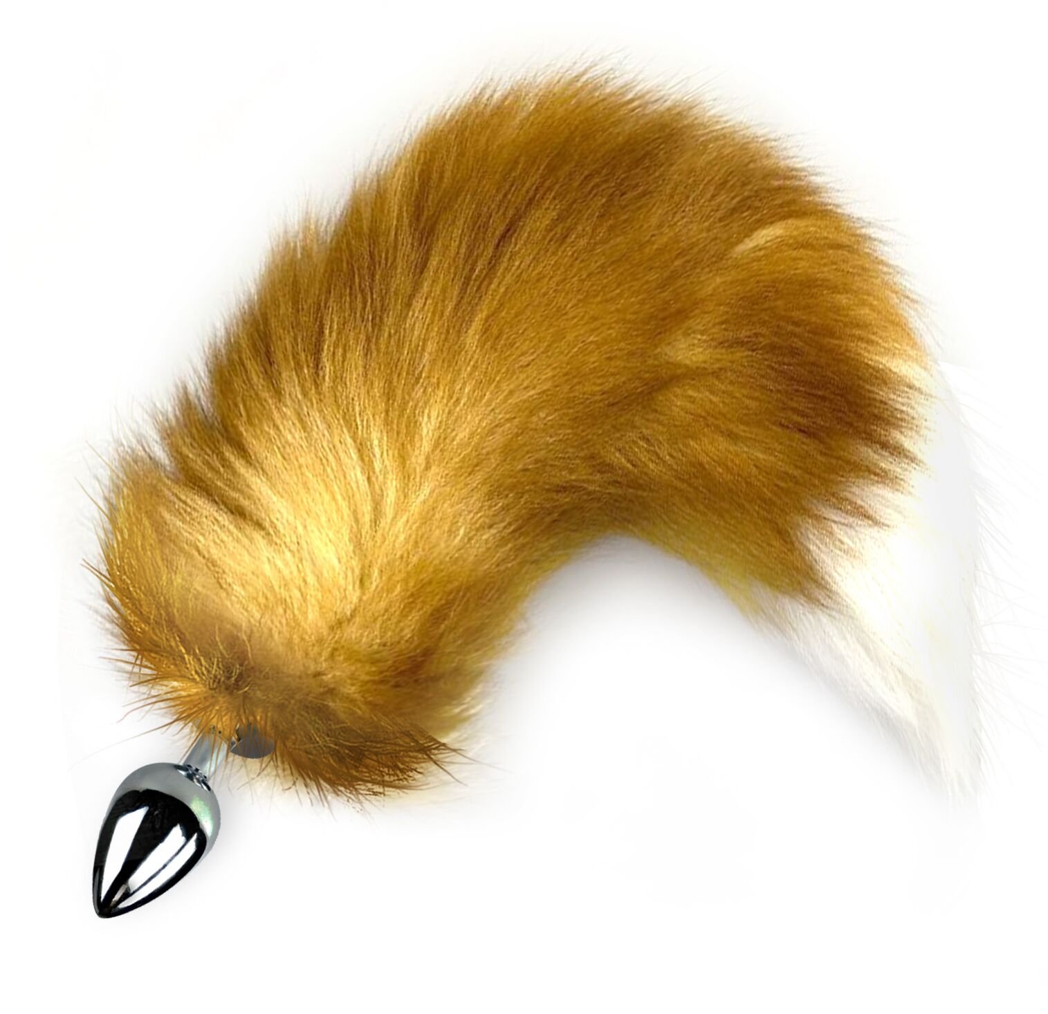 Металева анальна пробка з хвостом із натурального хутра Art of Sex size M Red fox - Зображення 3