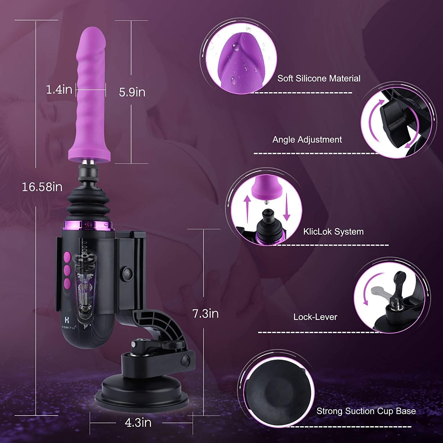 Міні секс-машина Hismith Mini Capsule Sex-Machine with Strong Suction Cup, потужна, перезаряджувана - Зображення 5