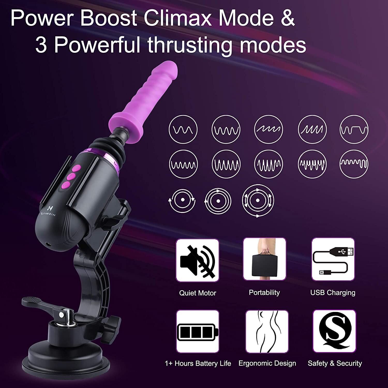Міні секс-машина Hismith Mini Capsule Sex-Machine with Strong Suction Cup, потужна, перезаряджувана - Зображення 3