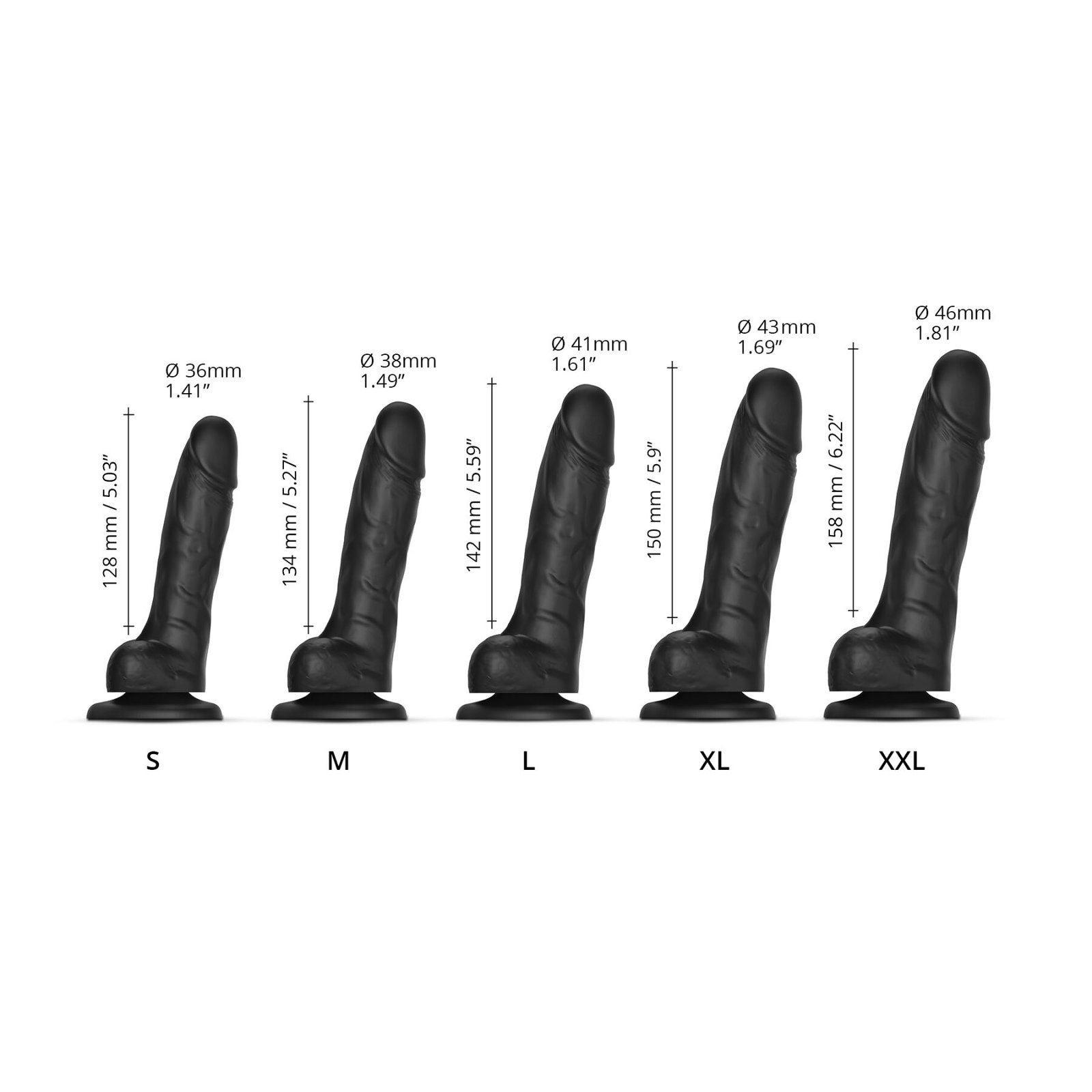 Реалістичний фалоімітатор Strap-On-Me Sliding Skin Realistic Dildo Black S, ефект рухливої шкіри - Зображення 4