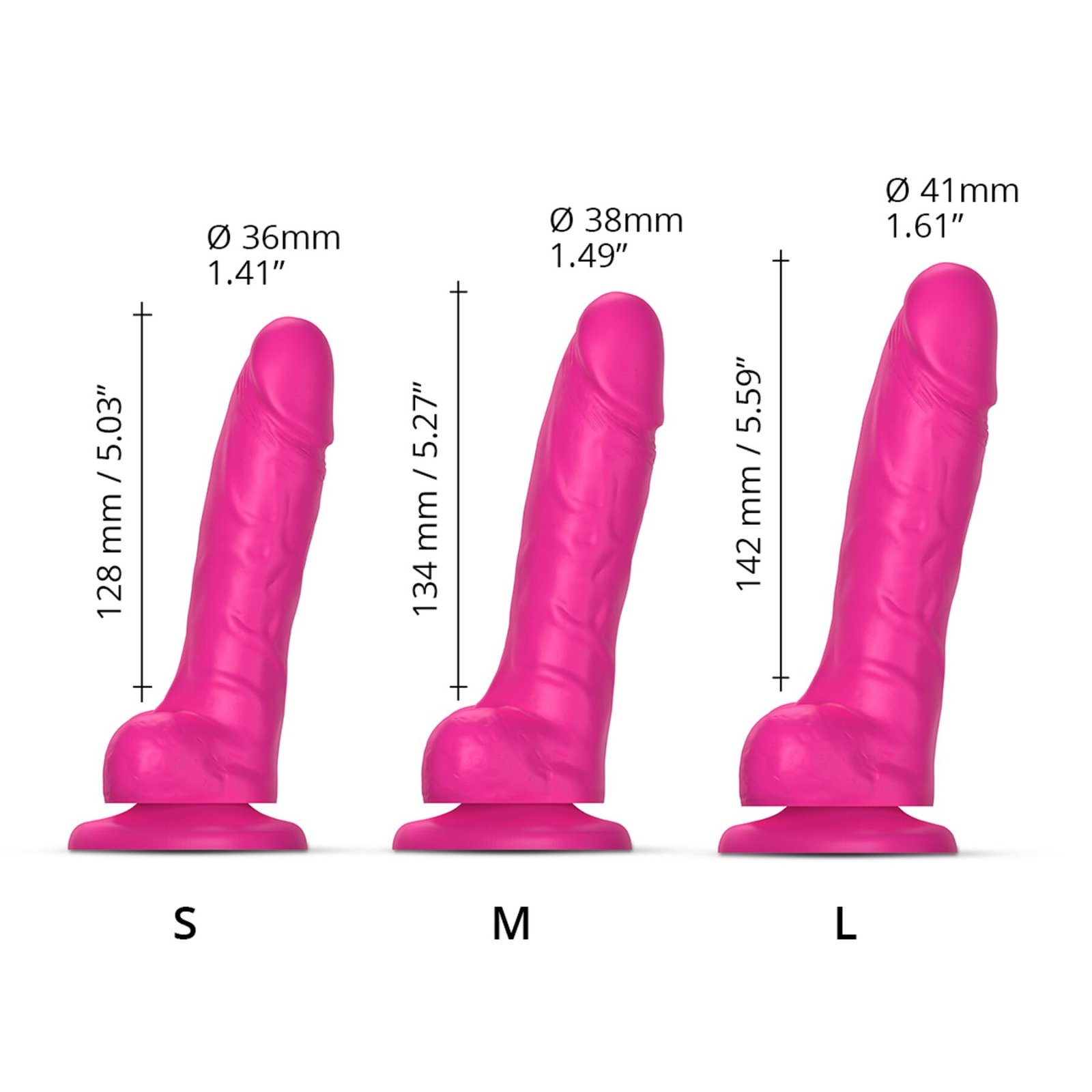 Реалістичний фалоімітатор Strap-On-Me Sliding Skin Realistic Dildo Fuchsia S, ефект рухливої шкіри - Зображення 4