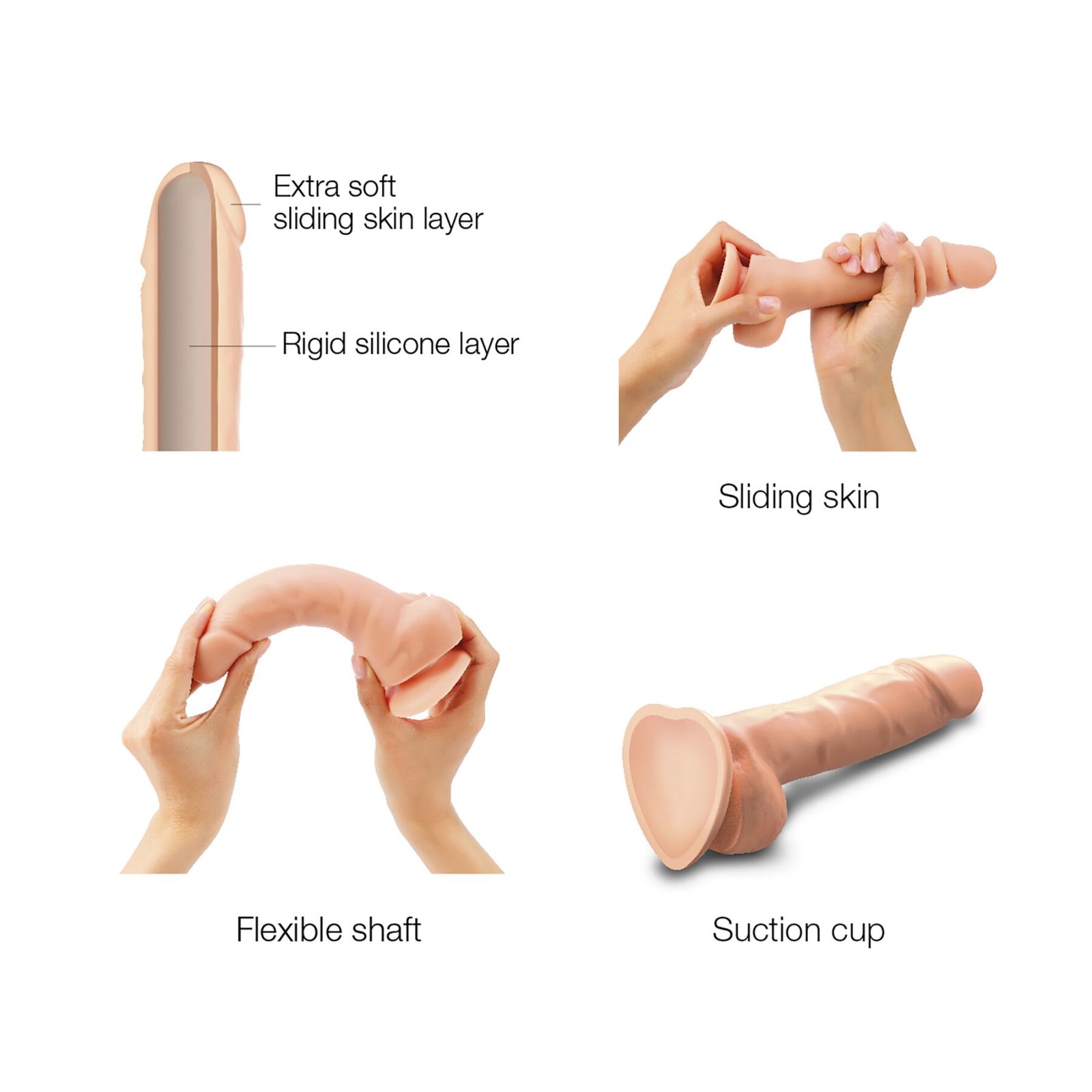 Реалістичний фалоімітатор Strap-On-Me Sliding Skin Realistic Dildo Vanille XXL, ефект рухливої шкіри - Зображення 3