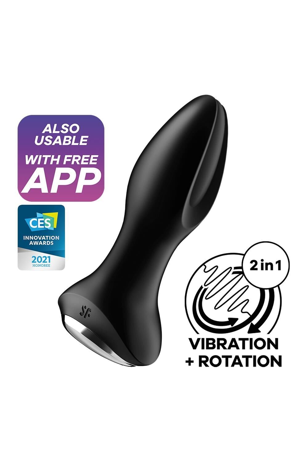 Анальна смарт-вібропробка із перлинним масажем Satisfyer Rotator Plug 2+ Black - Зображення 8