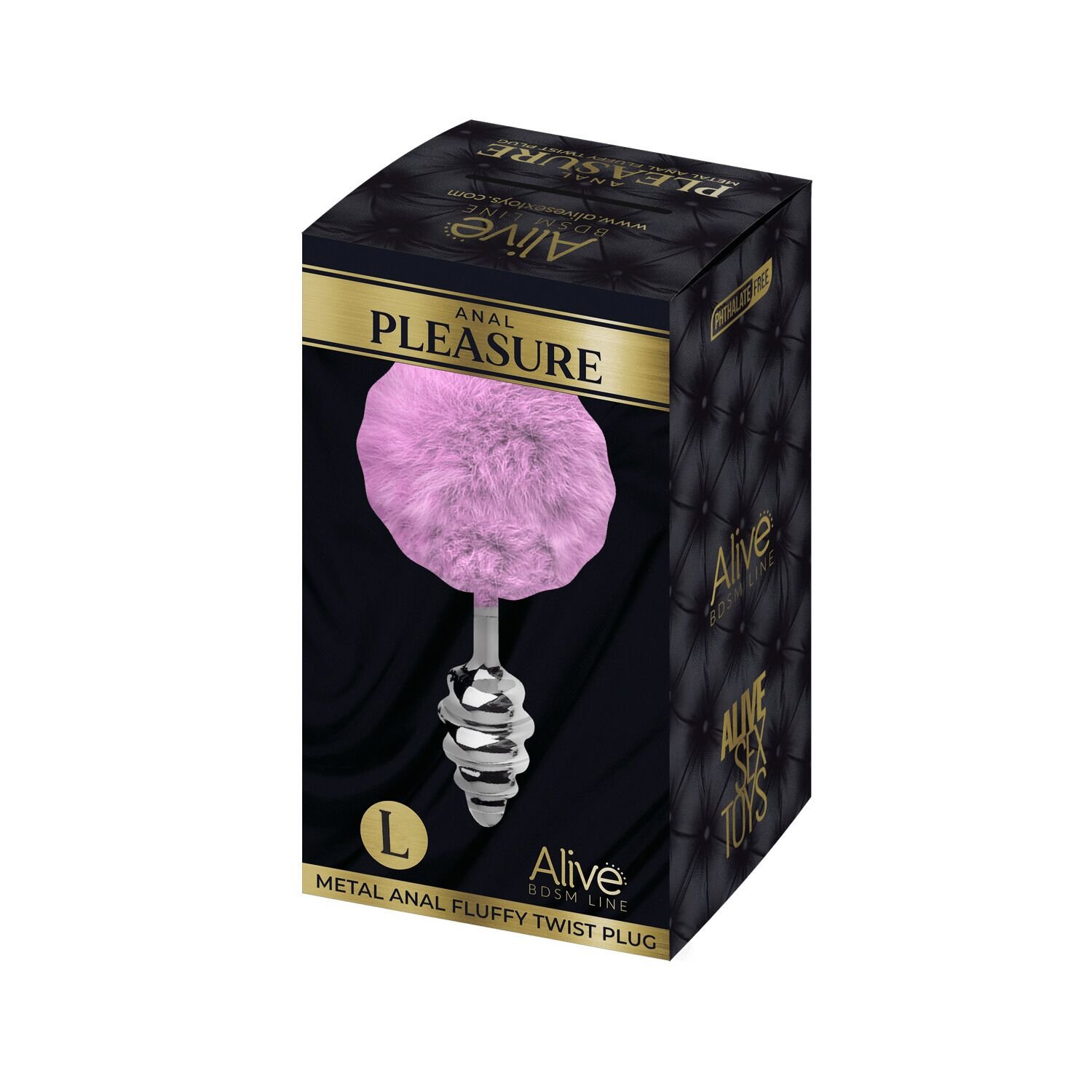Металева анальна пробка Кролячий хвостик Alive Fluffy Twist Plug L Purple, діаметр 3,8 см - Зображення 4