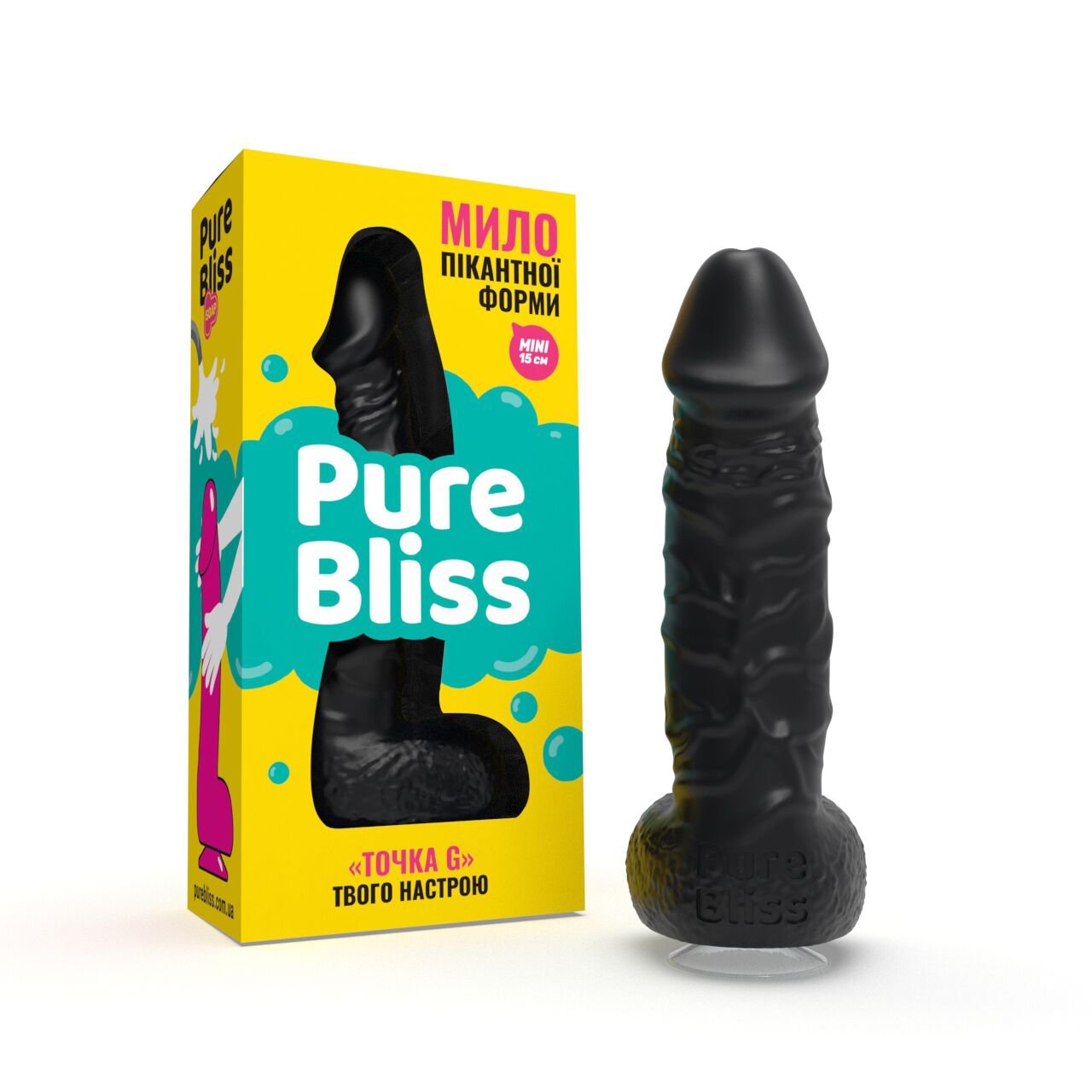 Крафтове мило-член із присоскою Pure Bliss MINI Black, натуральне - Зображення 7