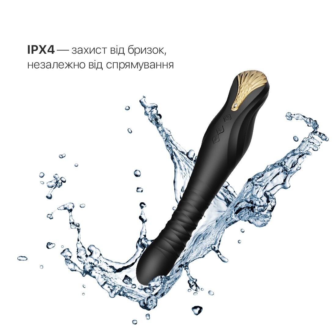 Смартвібратор-пульсатор Zalo — King Obsidian Black, кристал Swarovski - Зображення 6