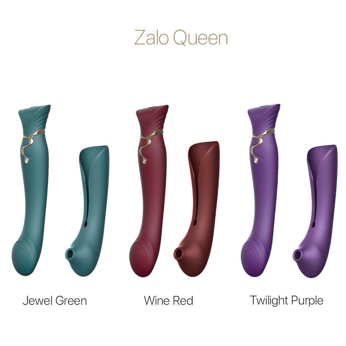 Смартвібратор 3в1 Zalo — Queen Set Wine Red, пульсівна перлина та вакуум, кристал Swarovski - Зображення 9