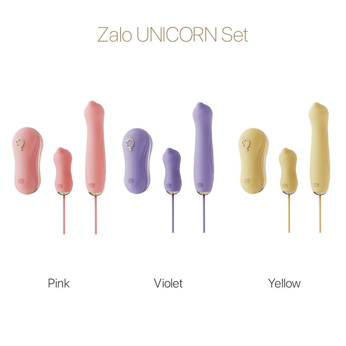 Набір 3в1 Zalo – UNICORN Set Yellow, віброяйце, пульсатор, вакуумний стимулятор - Зображення 8