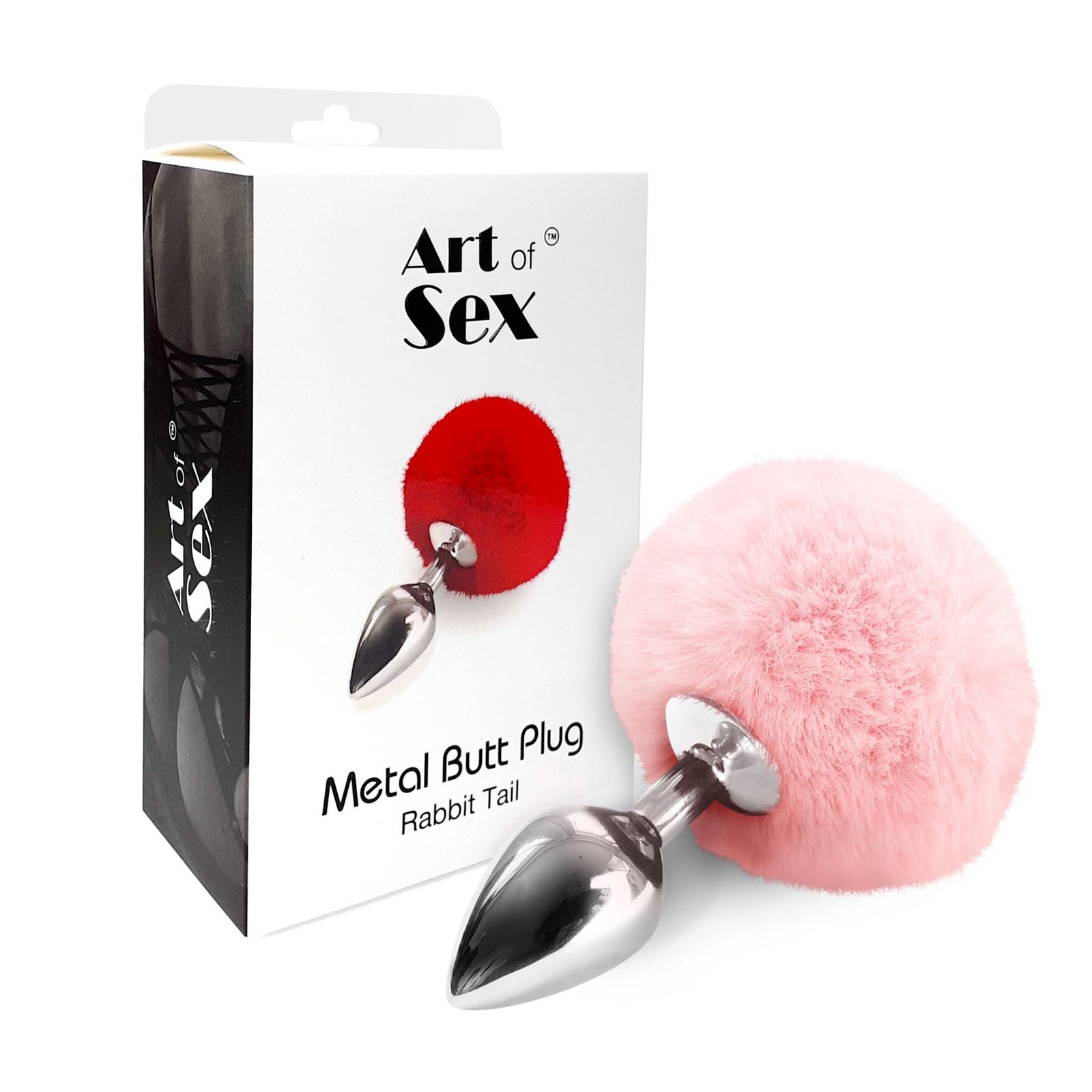 Металева анальна пробка М Art of Sex - Metal Butt plug Rabbit Tail Soft pink, діаметр 3,4 см - Зображення 3
