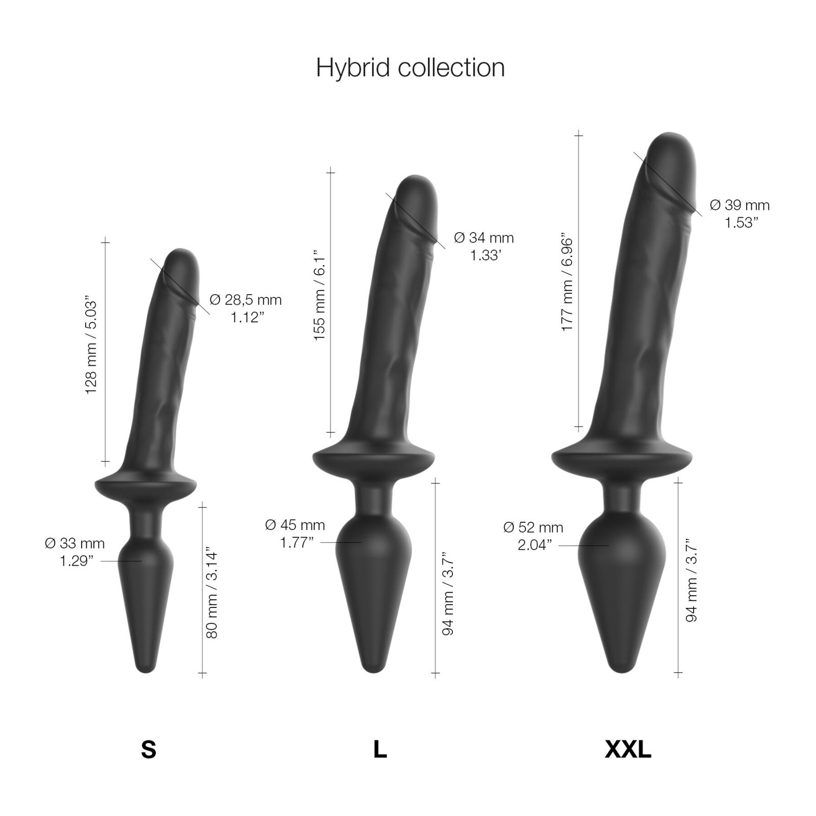 Анальна пробка з дилдо 2в1 Strap-On-Me SWITCH PLUG-IN REALISTIC DILDO Black XXL, діаметр 5,2/3,9 см - Зображення 4