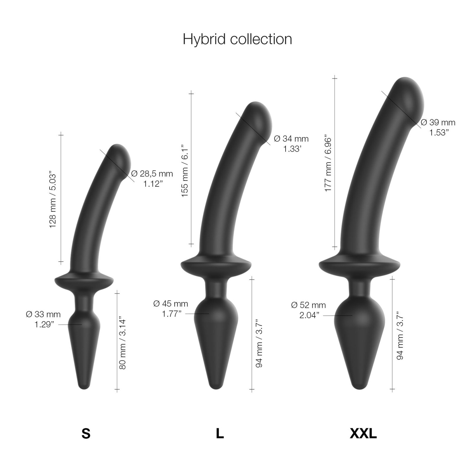 Анальна пробка з дилдо 2в1 Strap-On-Me SWITCH PLUG-IN DILDO Black XXL, діаметр 5,2/3,9 см - Зображення 4