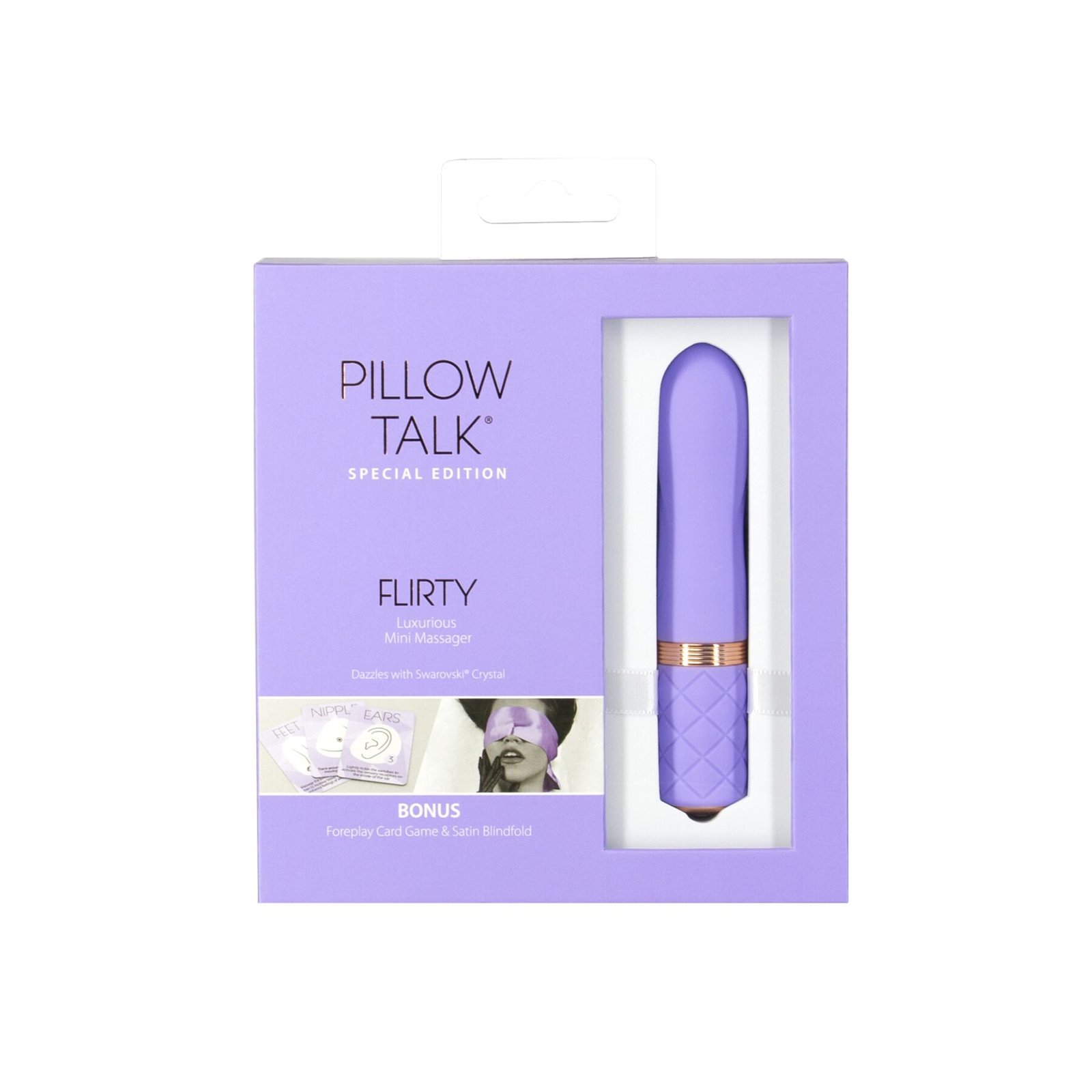 Розкішний вібратор Pillow Talk Flirty Purple Special Edition, Сваровскі, пов’язка на очі+гра - Зображення 8
