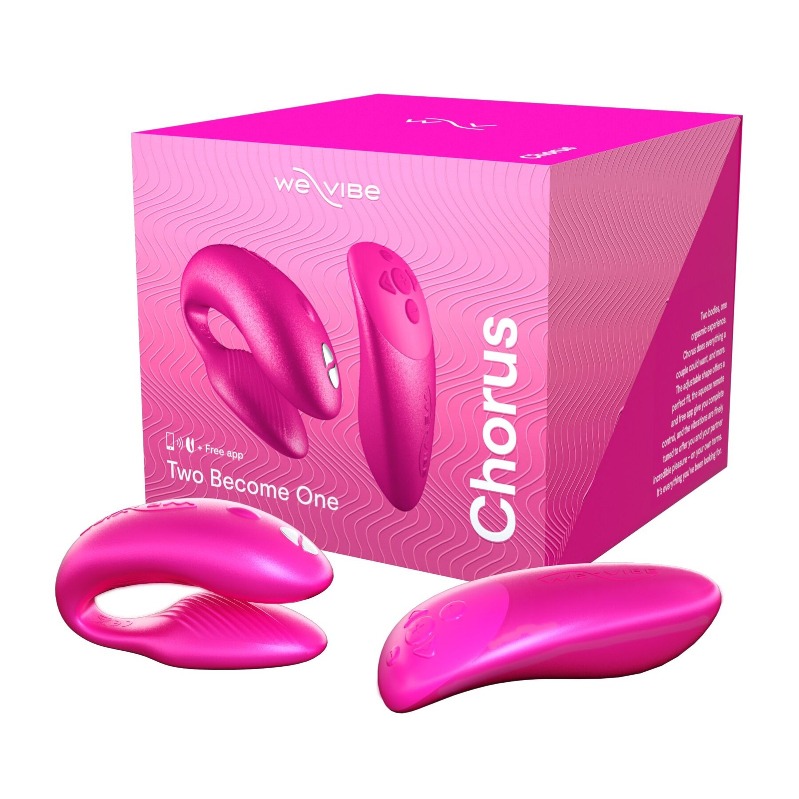 Смарт-вібратор для пар We-Vibe Chorus Cosmic Pink, сенсорне керування вібраціями стисненням пульта - Зображення 8