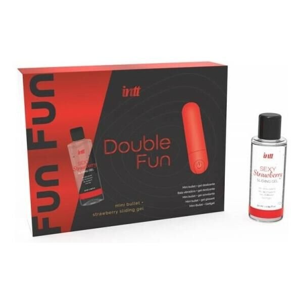 Набір Intt DOUBLE FUN: віброкуля (10 режимів, перезаряджувана), полунична змазка на водній основі - Зображення 3