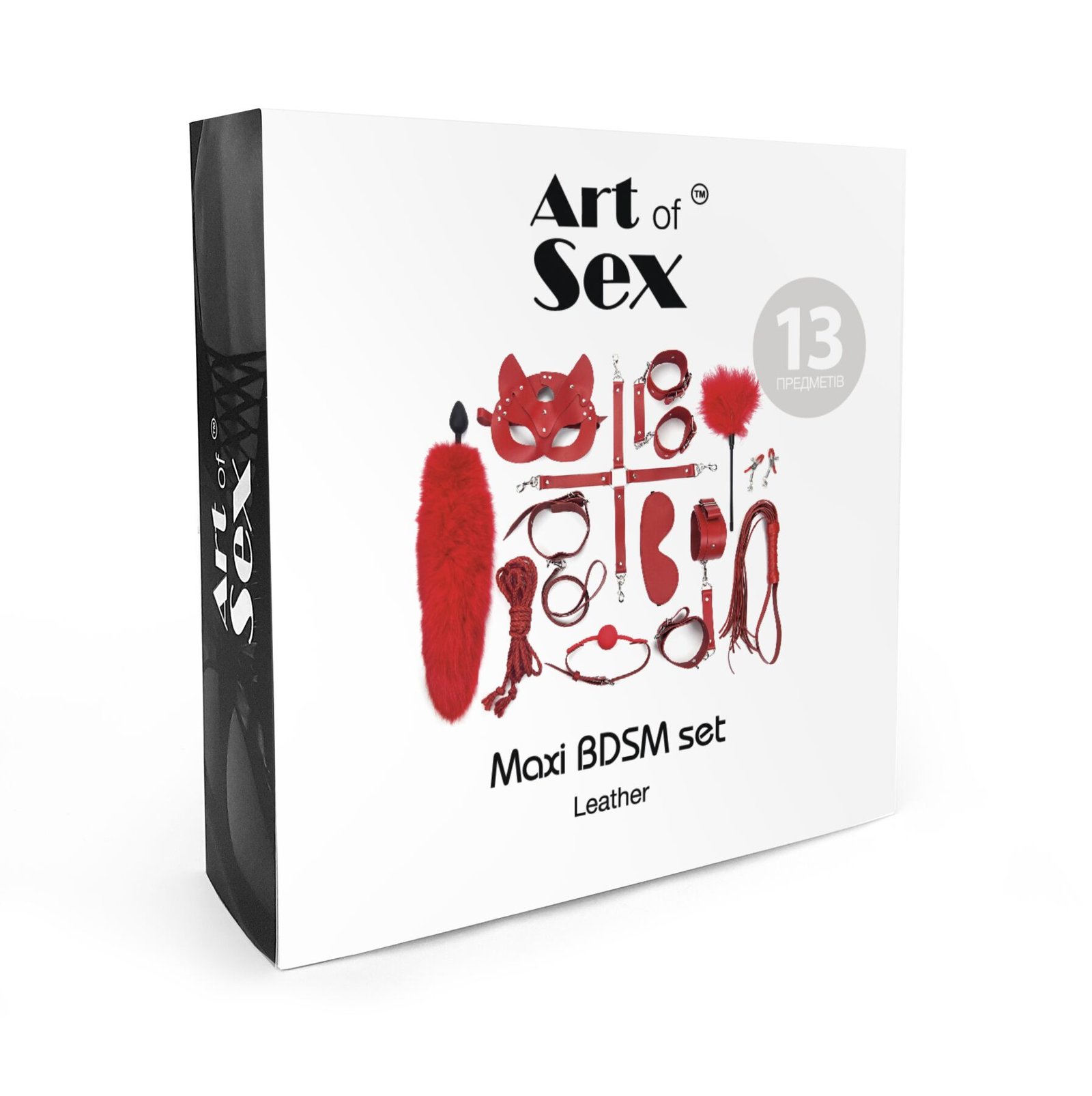Набір BDSM Art Of Sex – Maxi BDSM Set Leather, 13 предметів, чорний, натуральна шкіра - Зображення 4
