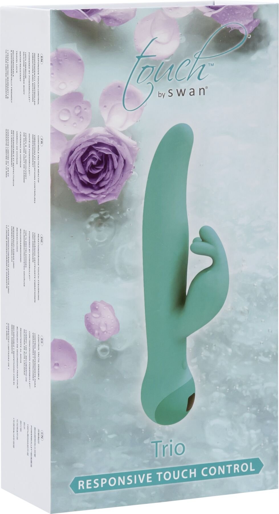 Вібратор-кролик Touch by SWAN - Trio Teal, сенсорне керування, ротація, діаметр 3,8 см - Зображення 7