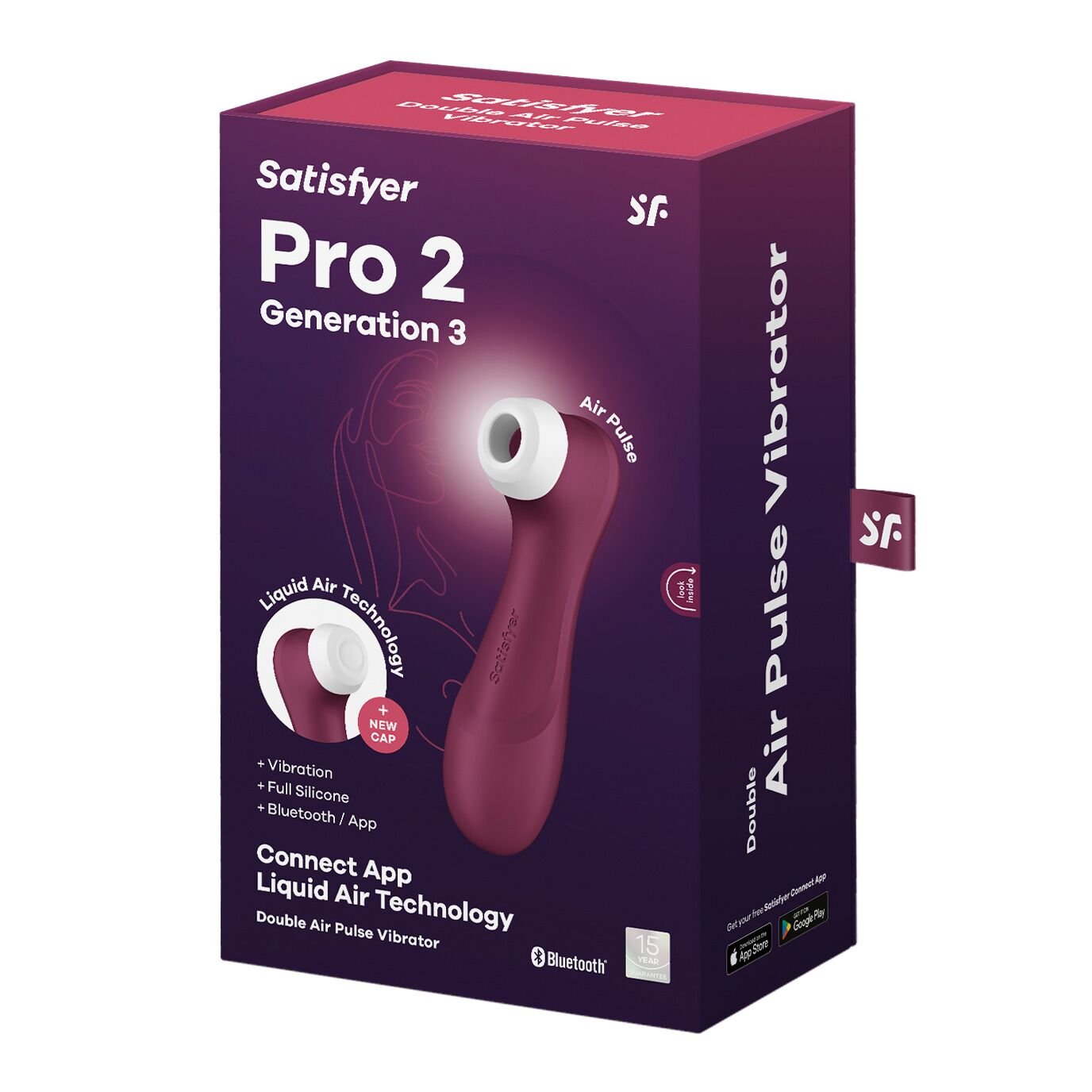 Вакуумний кліторальний стимулятор Satisfyer Pro 2 Generation 3 with Liquid Air Connect App Wіnе Red - Зображення 6