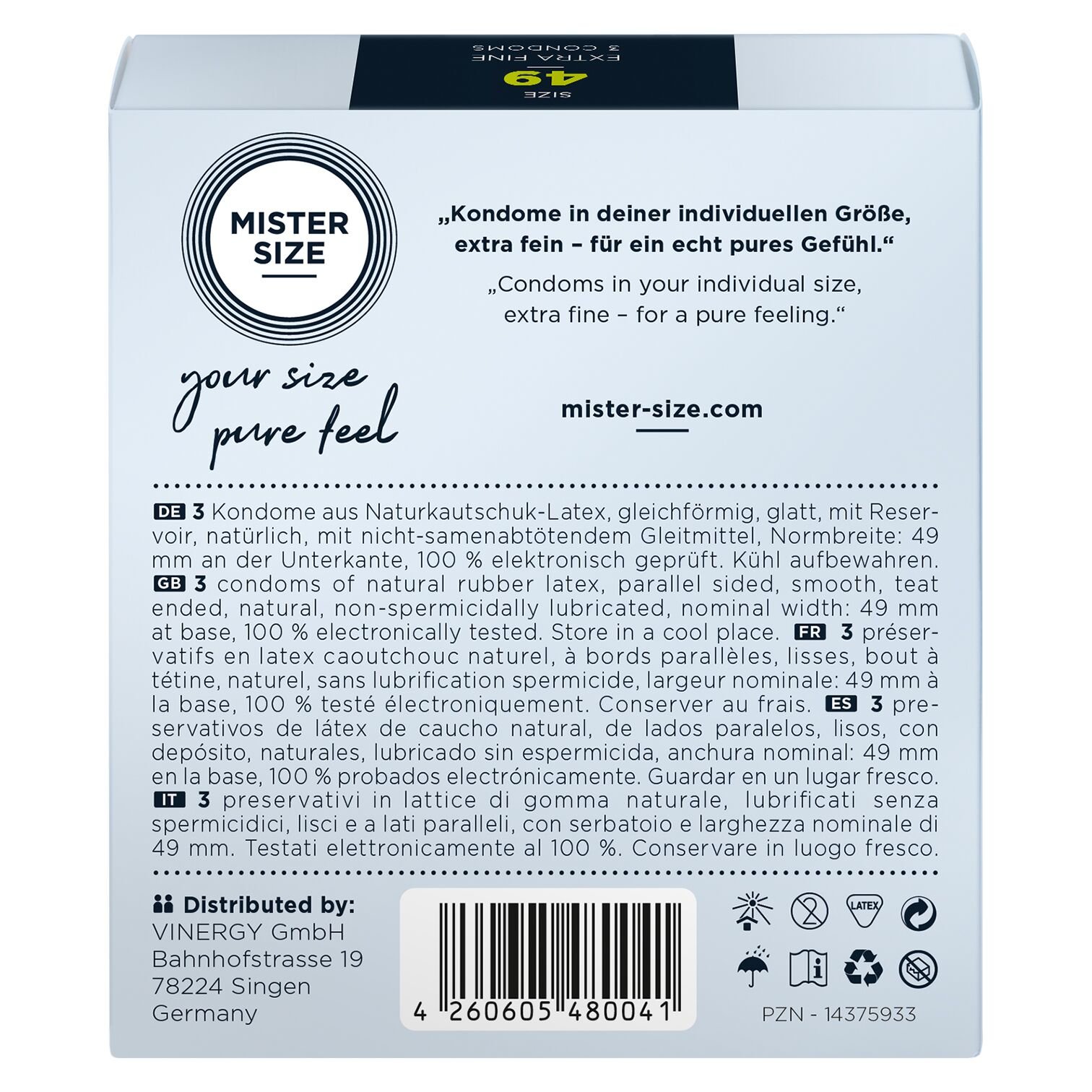 Презервативи Mister Size - pure feel - 49 (3 condoms), товщина 0,05 мм - Зображення 3