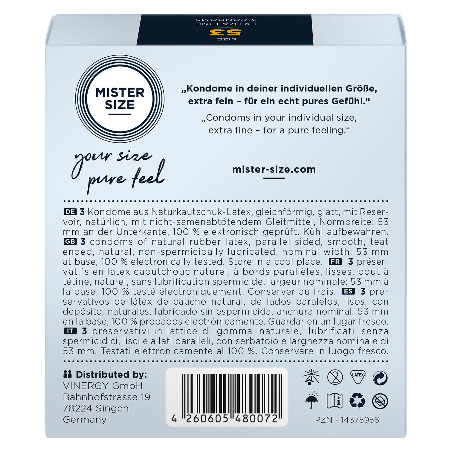 Презервативи Mister Size - pure feel - 53 (3 condoms), товщина 0,05 мм - Зображення 3