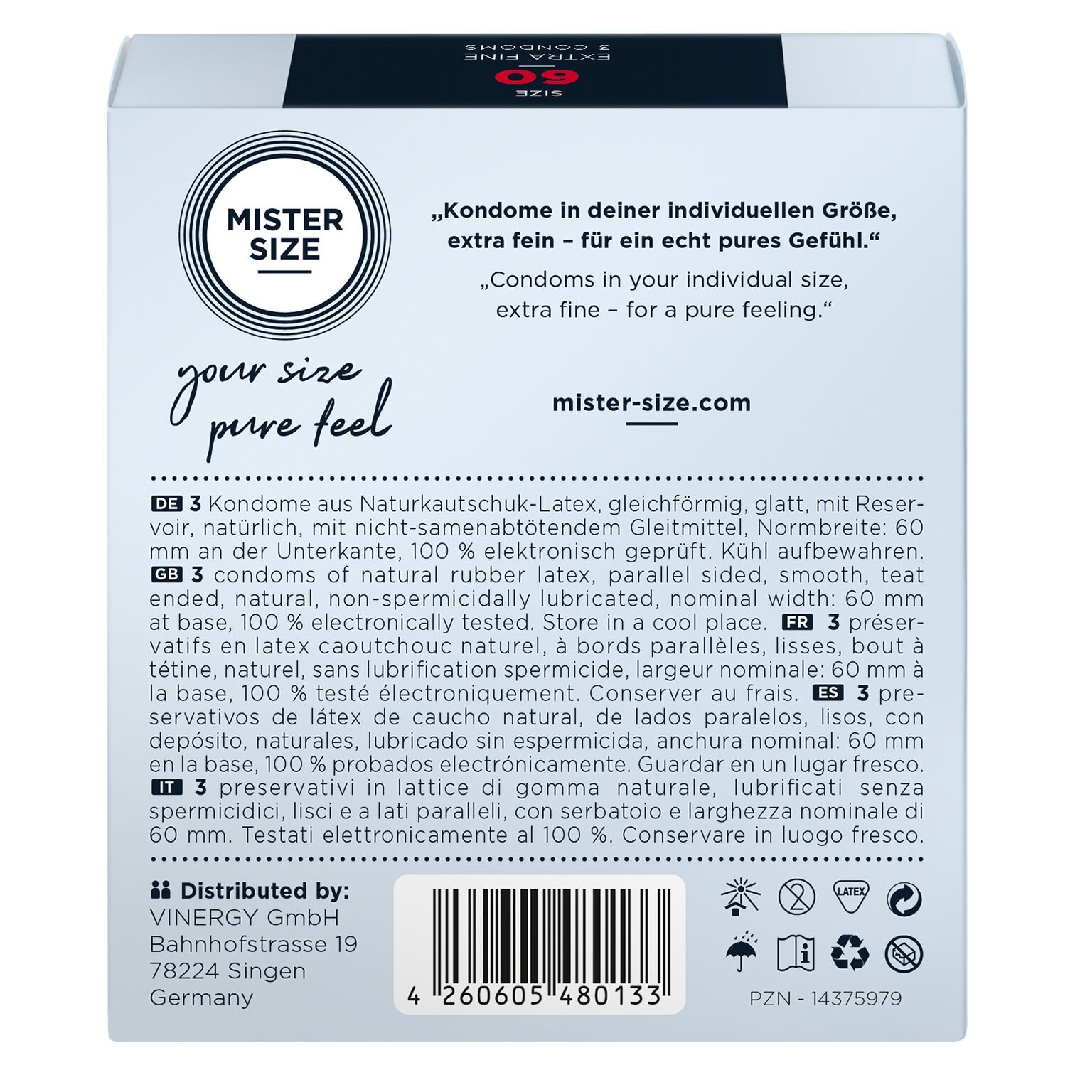 Презервативи Mister Size - pure feel - 60 (3 condoms), товщина 0,05 мм - Зображення 3