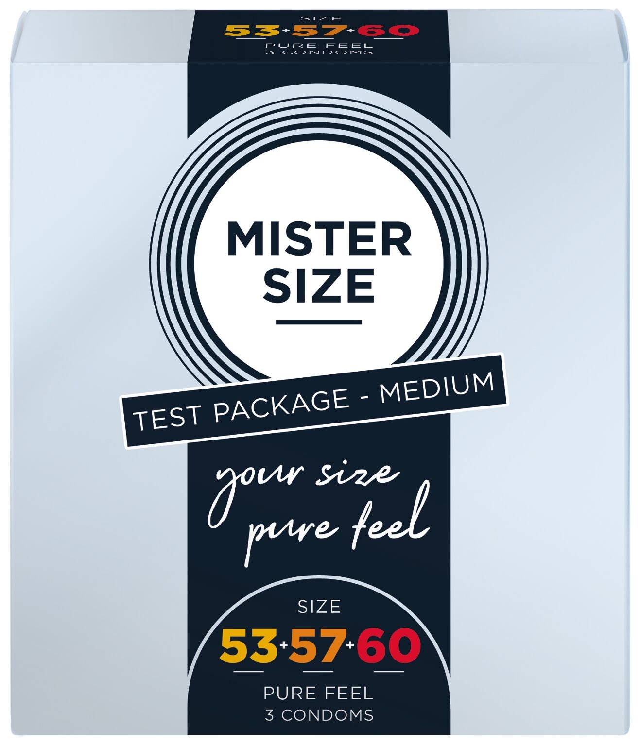 Набір презервативів Mister Size - pure feel - 53–57–60 (3 condoms), 3 розміри, товщина 0,05 мм - Зображення 3