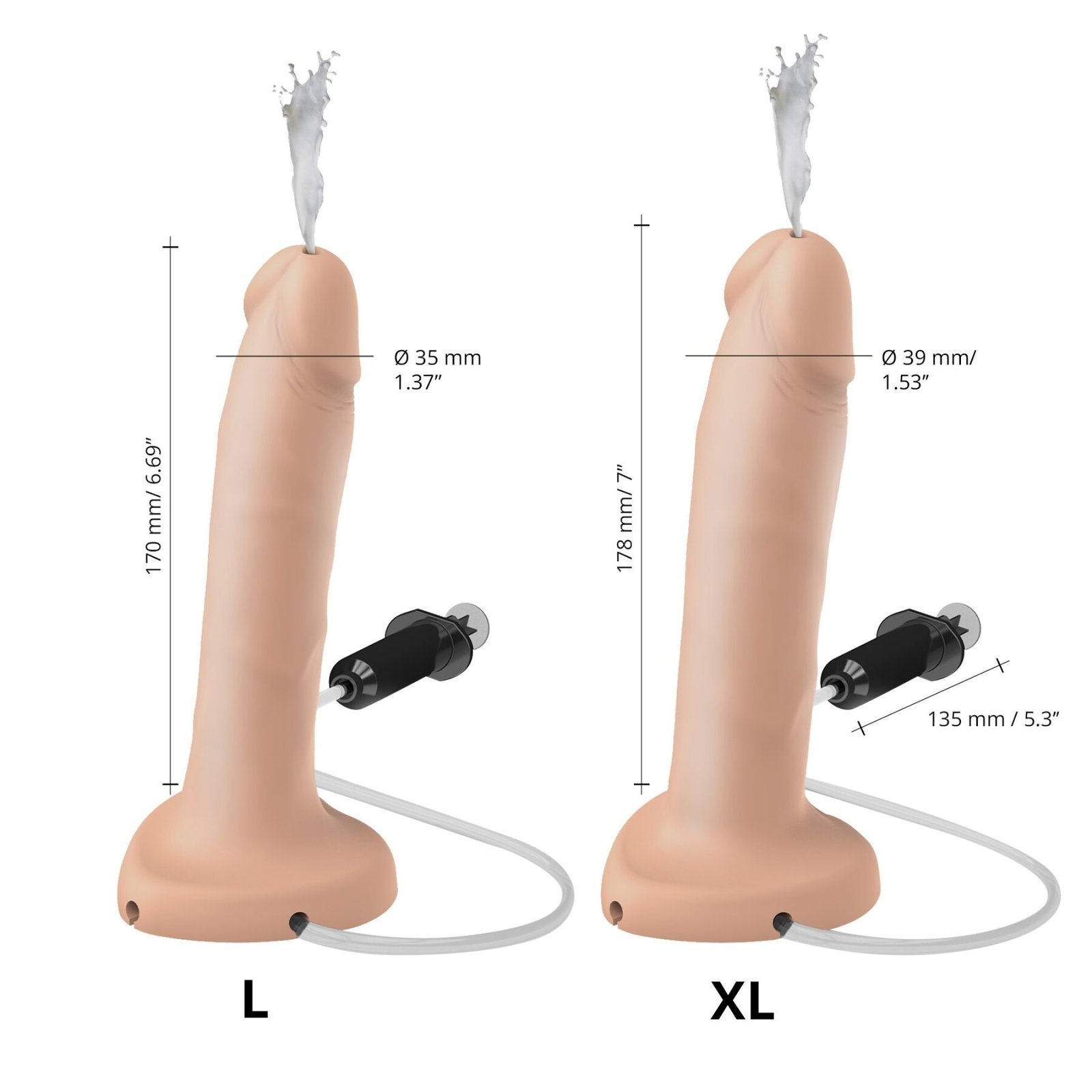 Фалоімітатор, що кінчає Strap-On-Me Squirting Cum Dildo Realistic Flash, діам. 3,9 см, силікон - Зображення 3