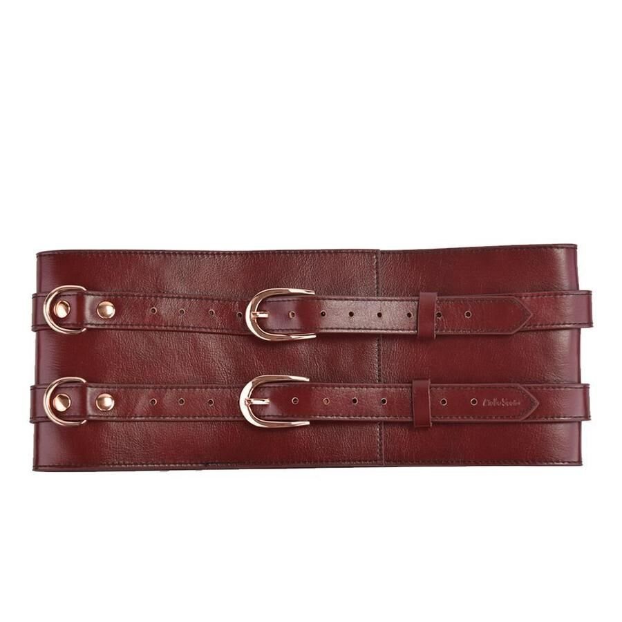 Шкіряний пояс для бондажу Liebe Seele Wine Red Waist Cuff, M Size - Зображення 5