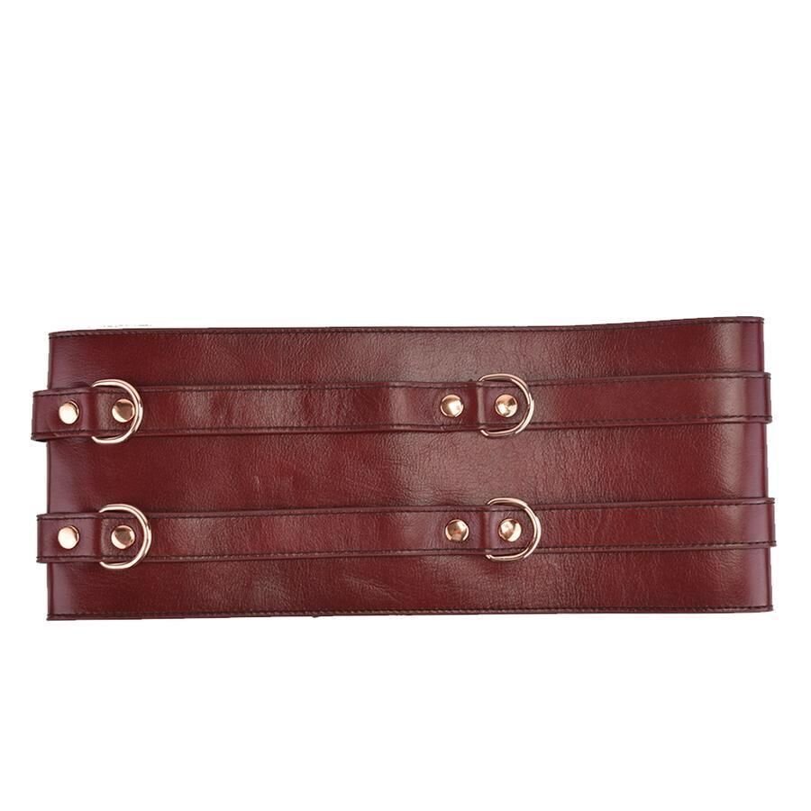 Шкіряний пояс для бондажу Liebe Seele Wine Red Waist Cuff, M Size - Зображення 6