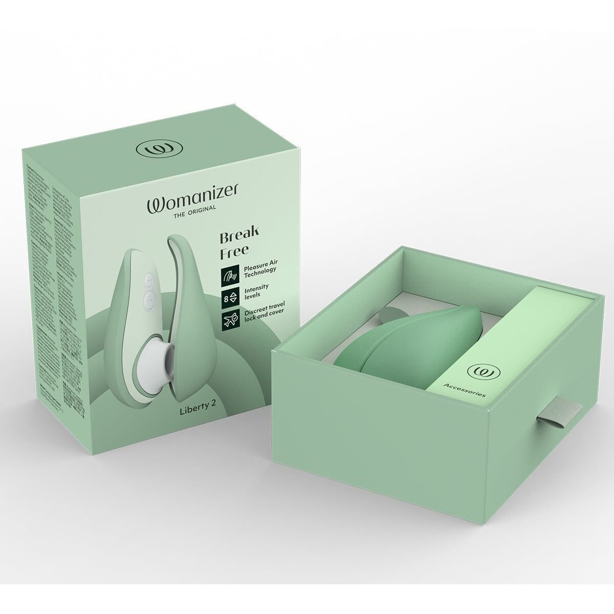 Вакуумний кліторальний стимулятор Womanizer Liberty 2 Sage, 8 режимів, магнітна кришечка - Зображення 8