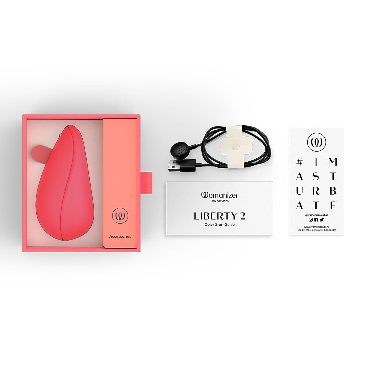 Вакуумний кліторальний стимулятор Womanizer Liberty 2 Vibrant Rose, 8 режимів, магнітна кришечка - Зображення 7