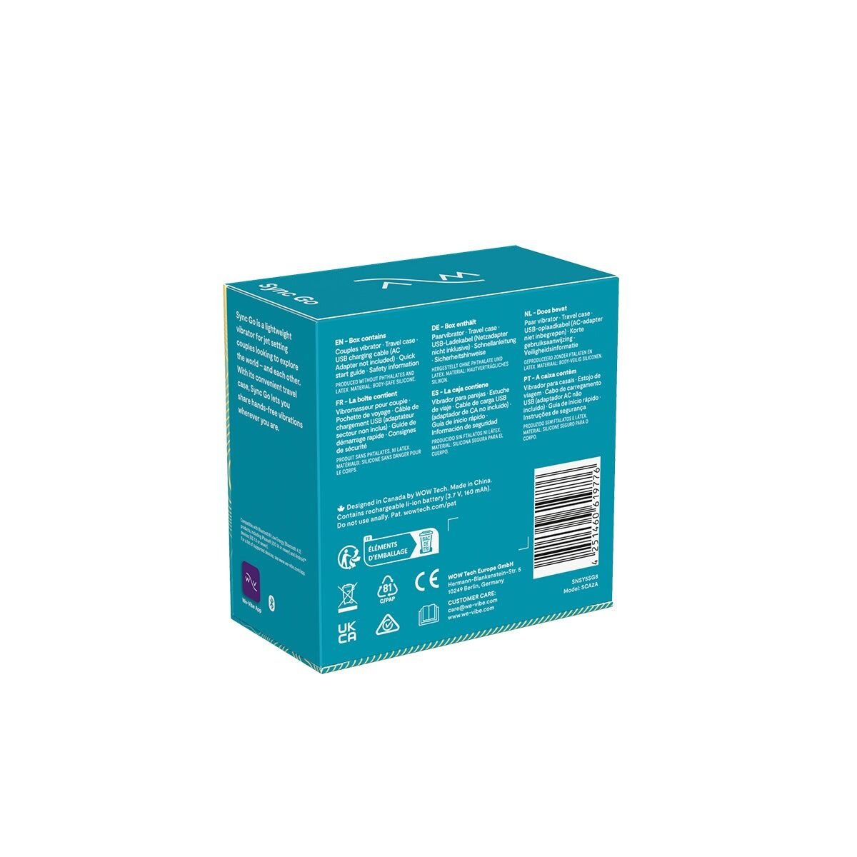 Смарт-вібратор для пар We-Vibe Sync GO Turquoise, тревел-кейс - Зображення 12