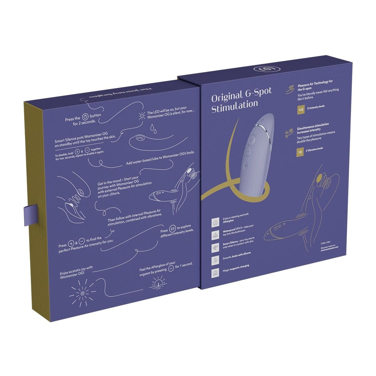 Вакуумний стимулятор для точки G та клітора з вібрацією Womanizer OG Lilac, 12 рівнів, 3 режими - Зображення 9