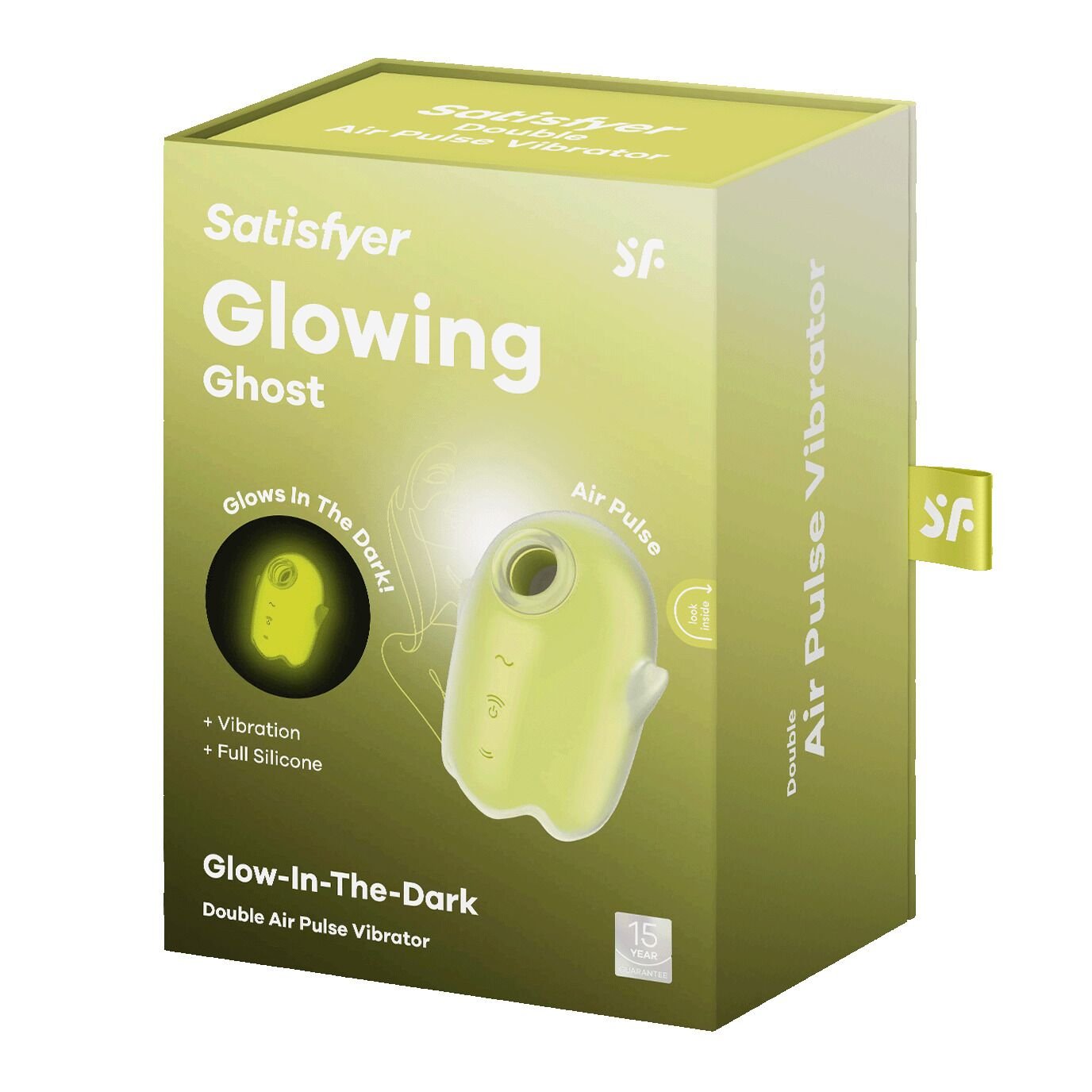 Вакуумний кліторальний стимулятор з вібрацією Satisfyer Glowing Ghost Yellow, світиться в темряві - Зображення 7