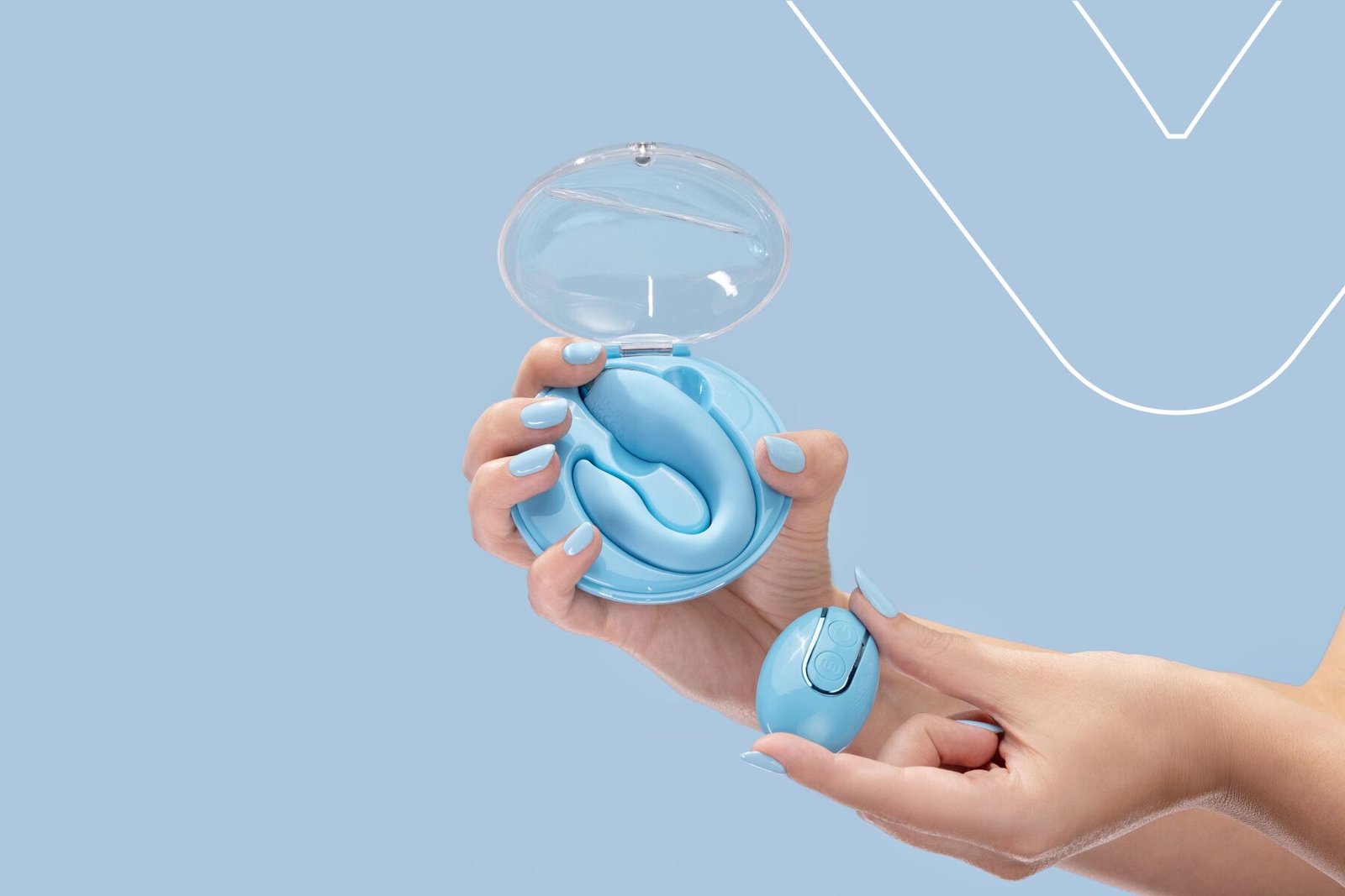 Вібратор для пар FairyGasm PleasureBerry blue, зарядний кейс, пульт ДК - Зображення 9