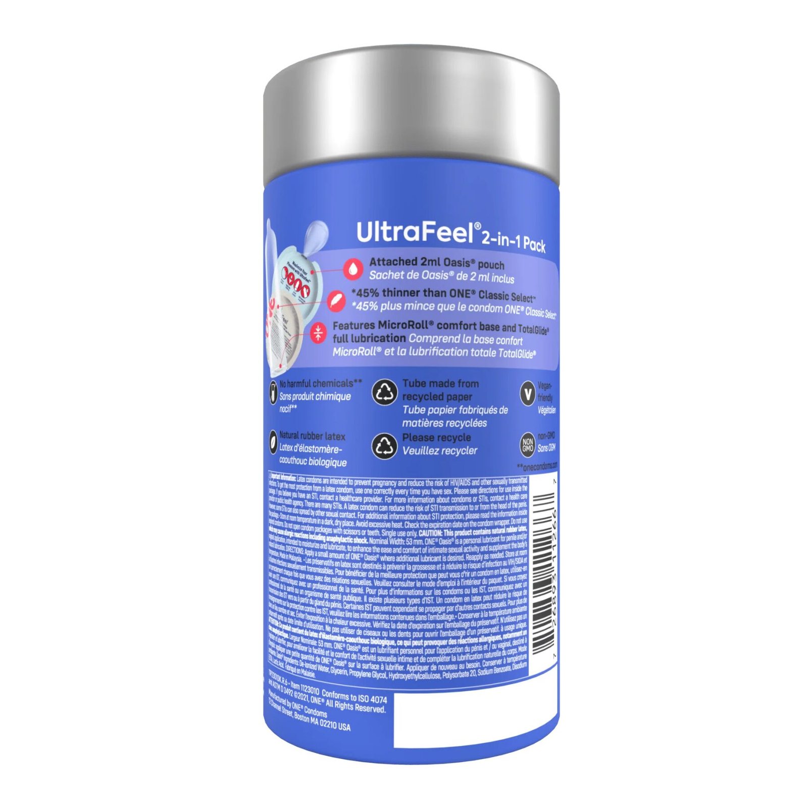 Презервативи ONE Ultra Feel, ультратонкі, з додатковою змазкою, 10 шт, подарункове паковання-тубус - Зображення 3