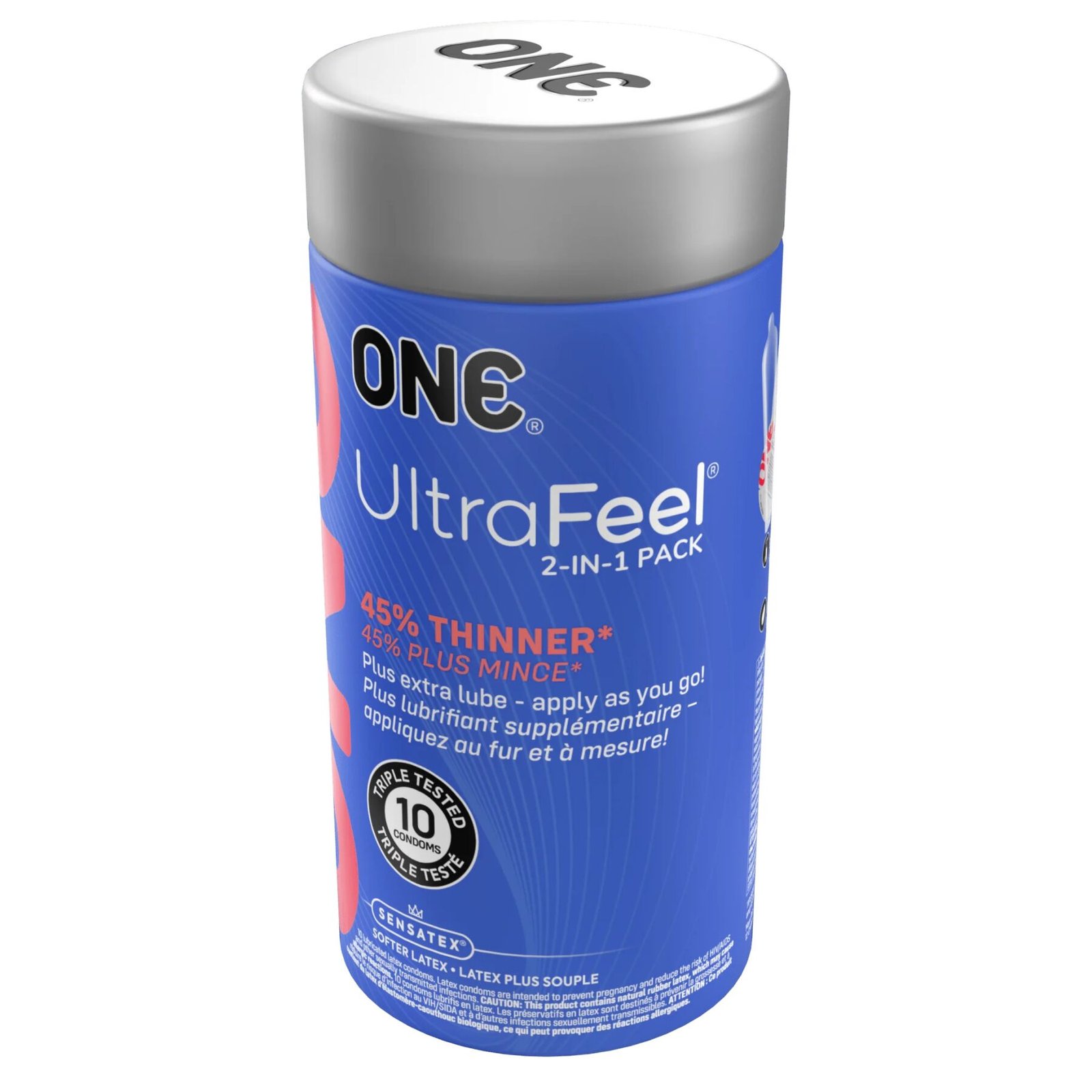 Презервативи ONE Ultra Feel, ультратонкі, з додатковою змазкою, 10 шт, подарункове паковання-тубус - Зображення 4