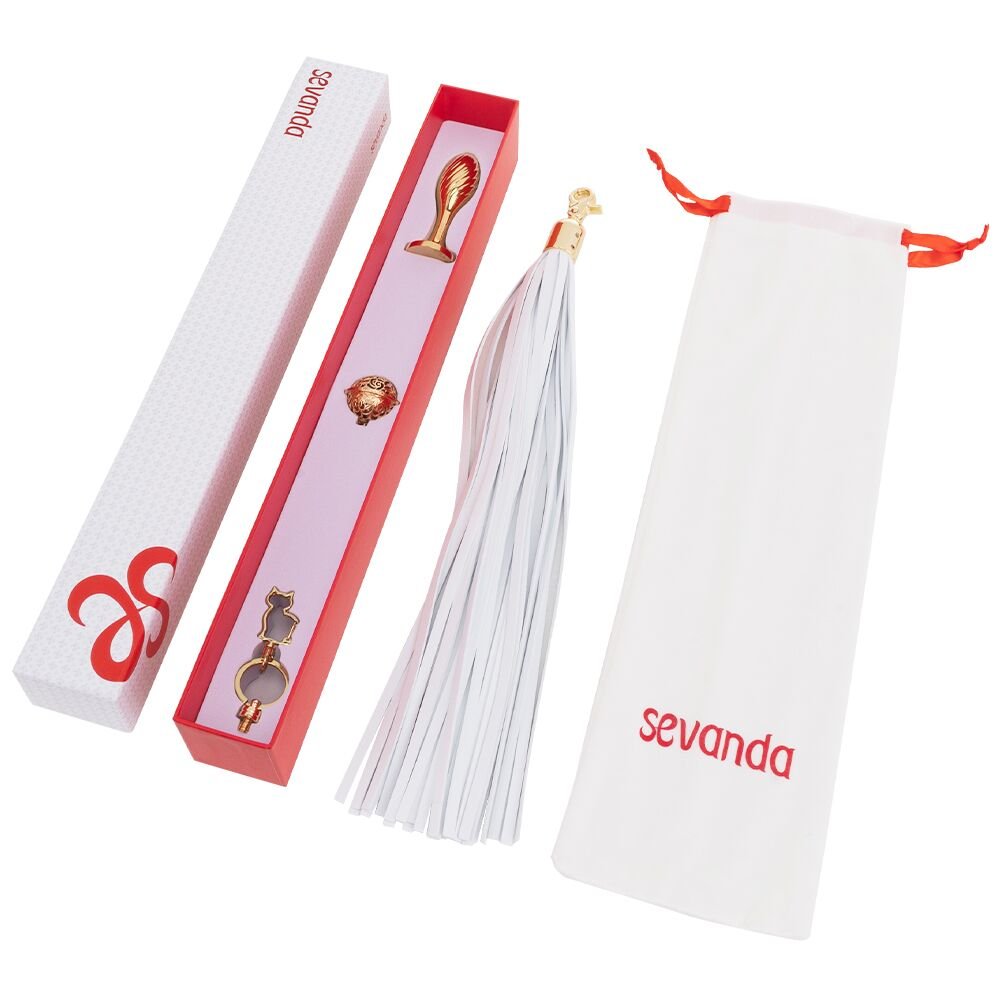 Металева анальна пробка Хвіст поні LOCKINK SEVANDA White Pony-Tail Anal Pear-shape Plug - Зображення 7