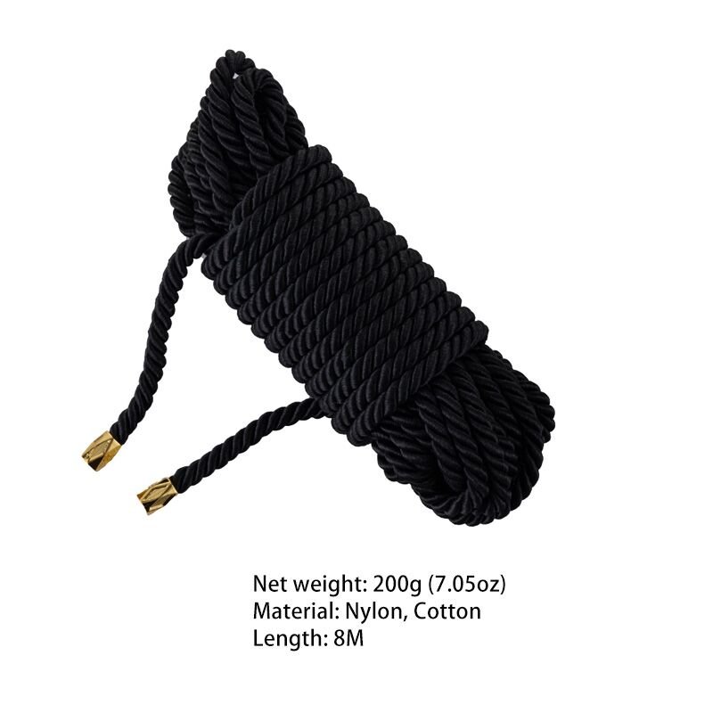 Мотузка для шибарі LOCKINK SEVANDA Shibari Pratice Rope, чорна, 8 м, нейлон+бавовна - Зображення 2