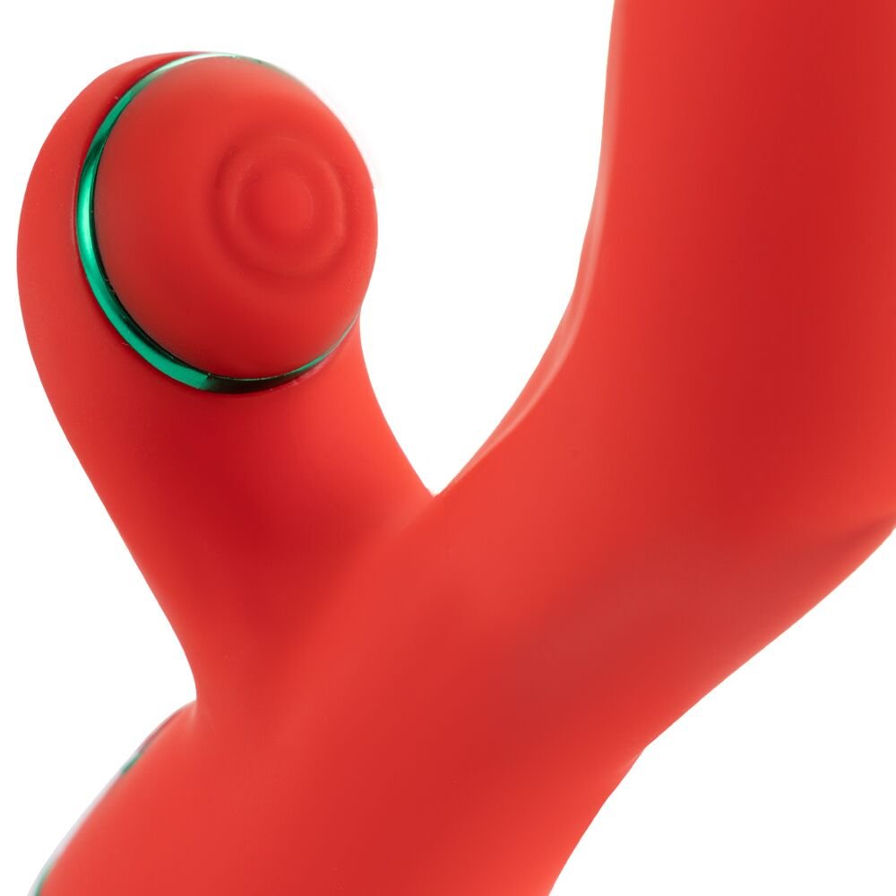 Вібратор-кролик з пульсацією та флогером LOCKINK SEVANDA Whip Vibrating Massage Wand, червоно-зелений - Зображення 7