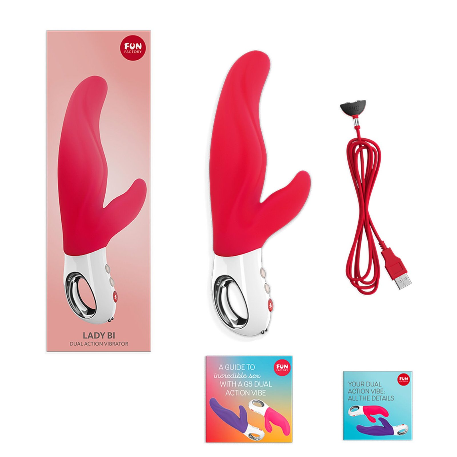 Вібратор-кролик для точки А Fun Factory LADY BI india red, 2 мотори, 12 режимів - Зображення 3