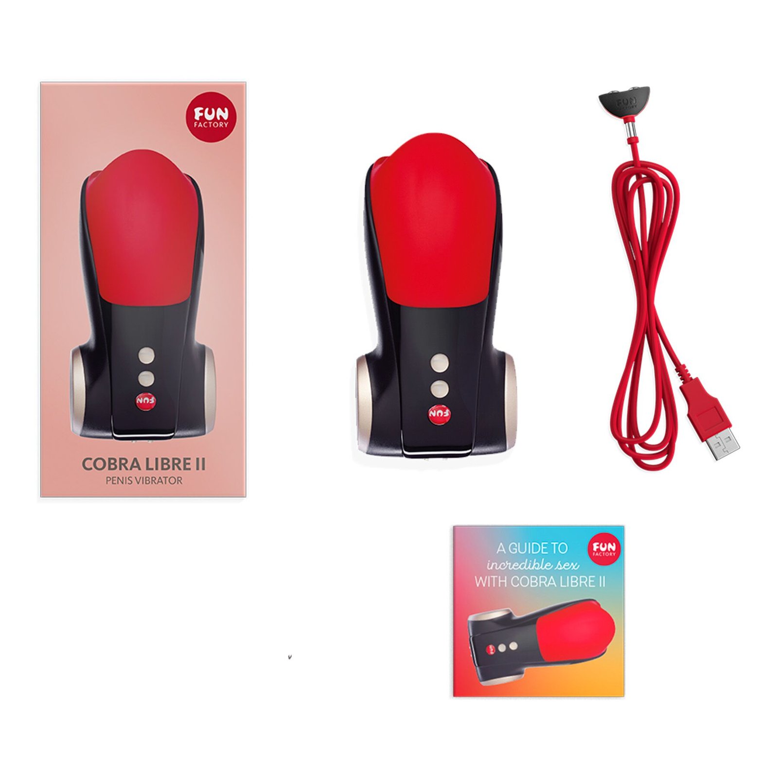 Мастурбатор для головки пеніса Fun Factory COBRA LIBRE II black/red, 2 мотори, гра без рук - Зображення 5