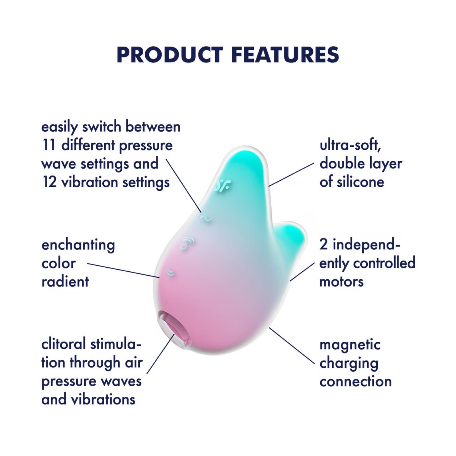 Вакуумний кліторальний стимулятор з вібрацією Satisfyer Mermaid Vibes Mint/Pink, 2 мотори - Зображення 4