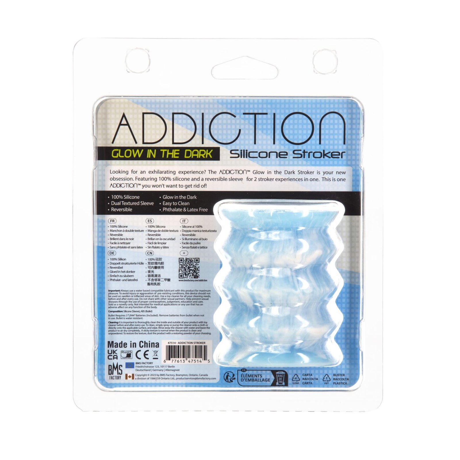 Мастурбатор ADDICTION Silicone Reversible Stroker – Glow in the Dark - Зображення 11