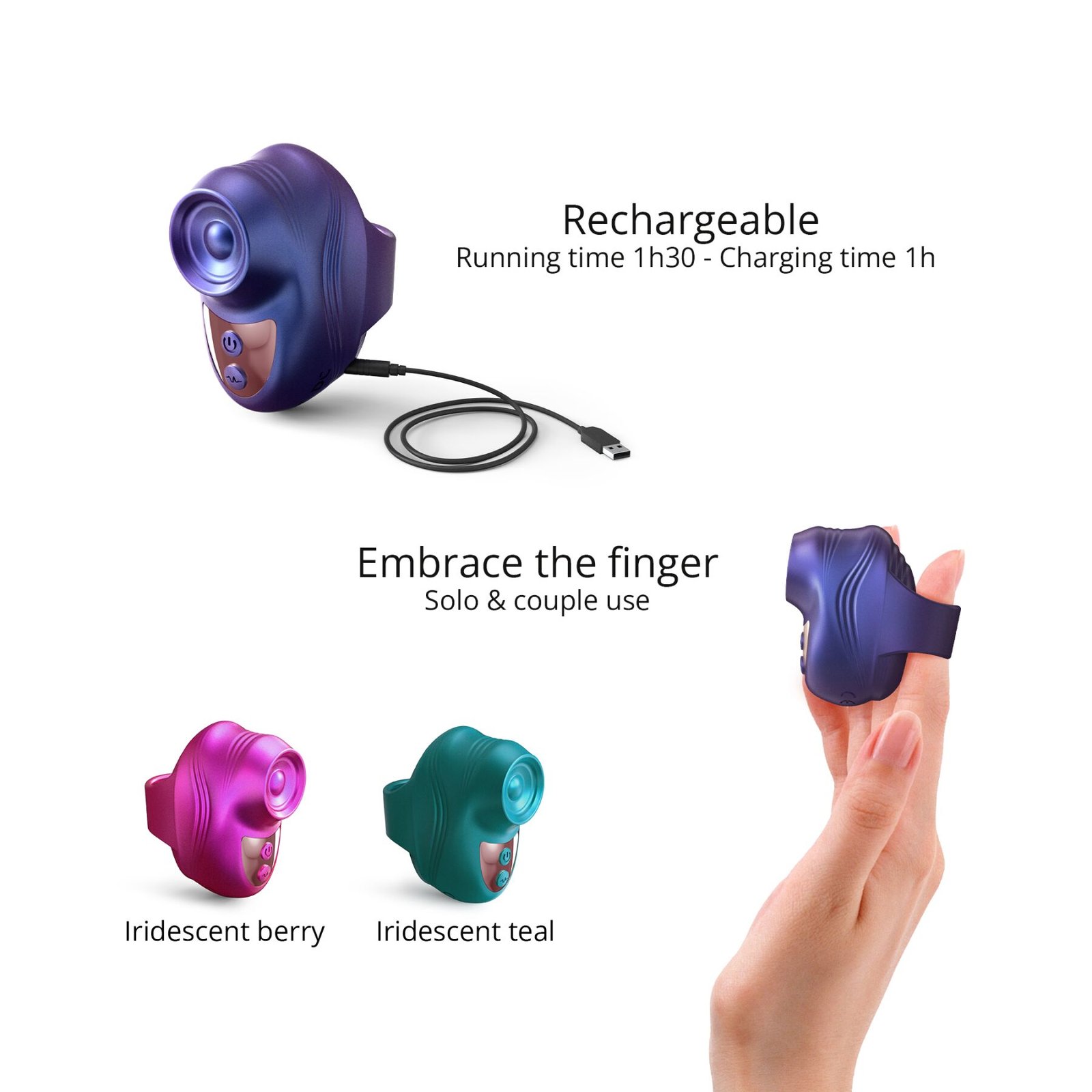 Вібратор на палець Love To Love KISSCOOL - IRIDESCENT INDIGO - Зображення 3