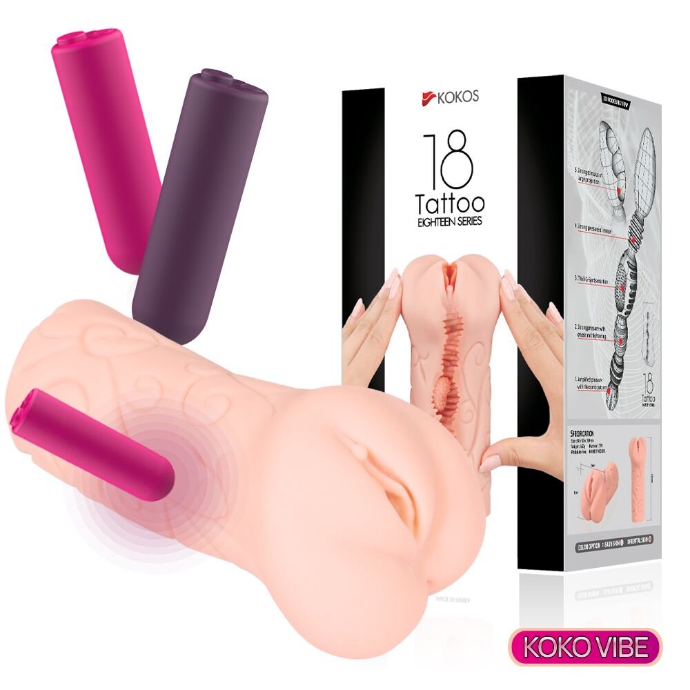 Мастурбатор-вагіна двошаровий Kokos Tattoo Vibe - Зображення 3