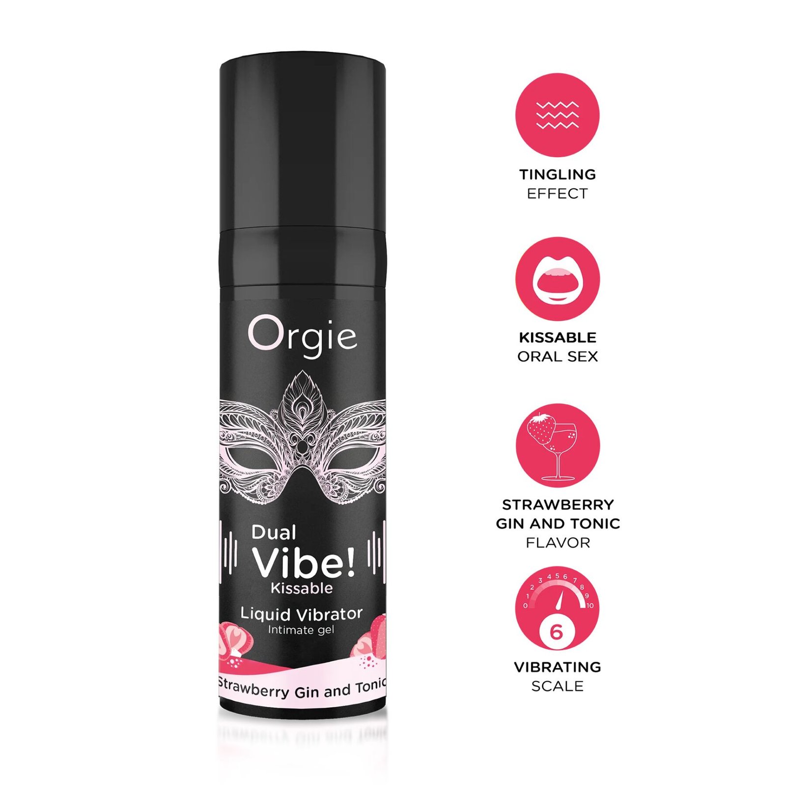 Рідкий вібратор Orgie Dual Vibe! Strawberry Gin & Tonic Kissable Liquid Vibrator, 15 мл - Зображення 3