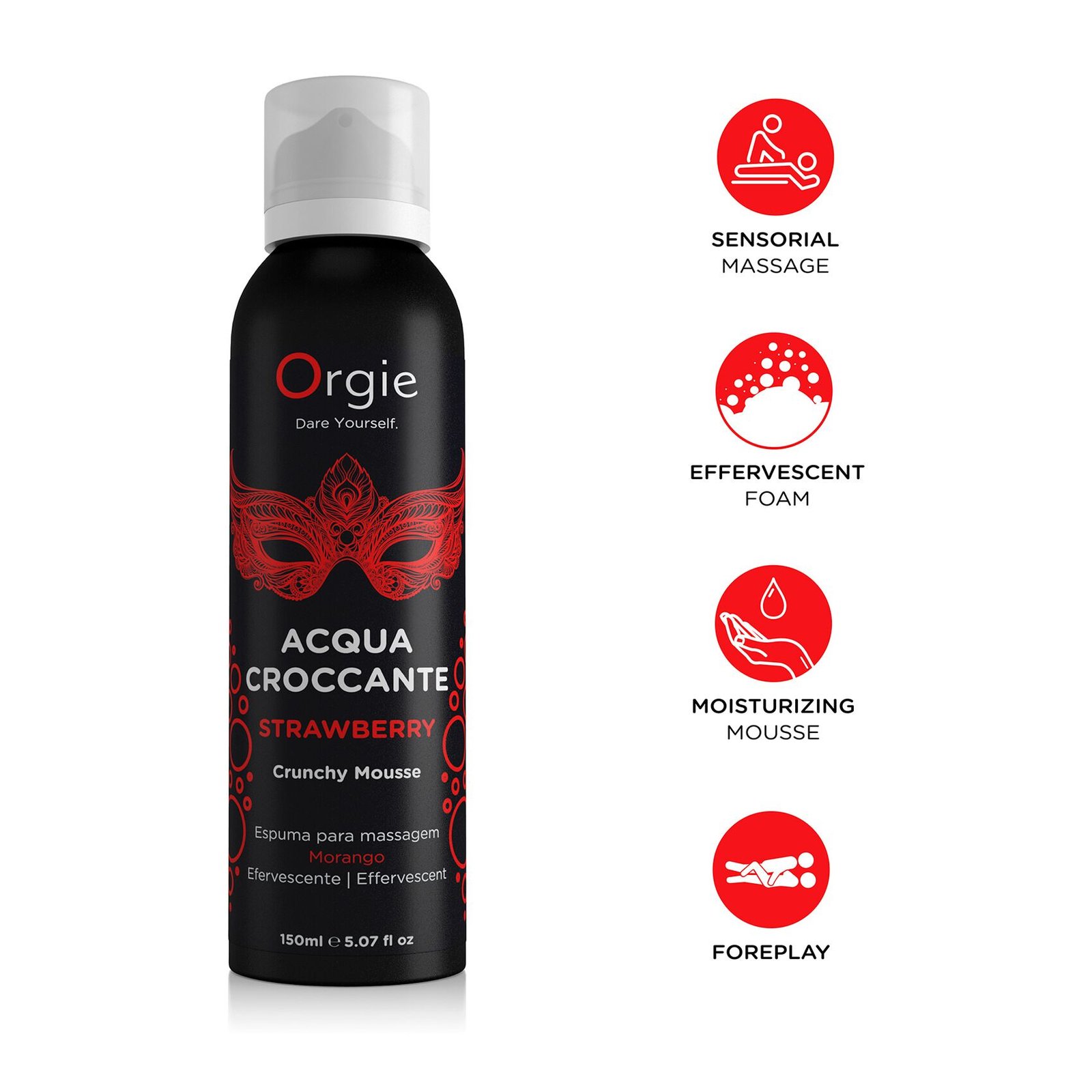 Масажна пінка Orgie – Acqua Croccante Strawberry (150 мл), ефект бульбашок, що лопаються - Зображення 3